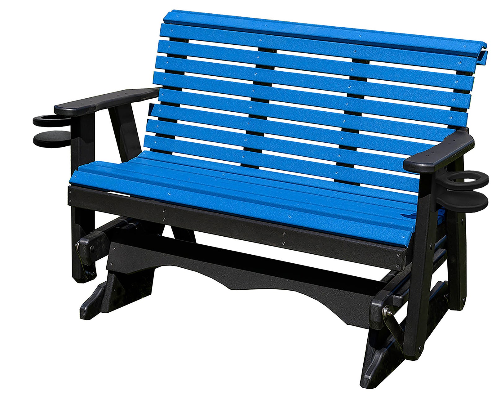 Glider Handmade by Amish Artisans in USA Poly Lumber wood Lancaster series Roll Back Porch Glider Heavy Duty Everlasting PolyTuf HDPE