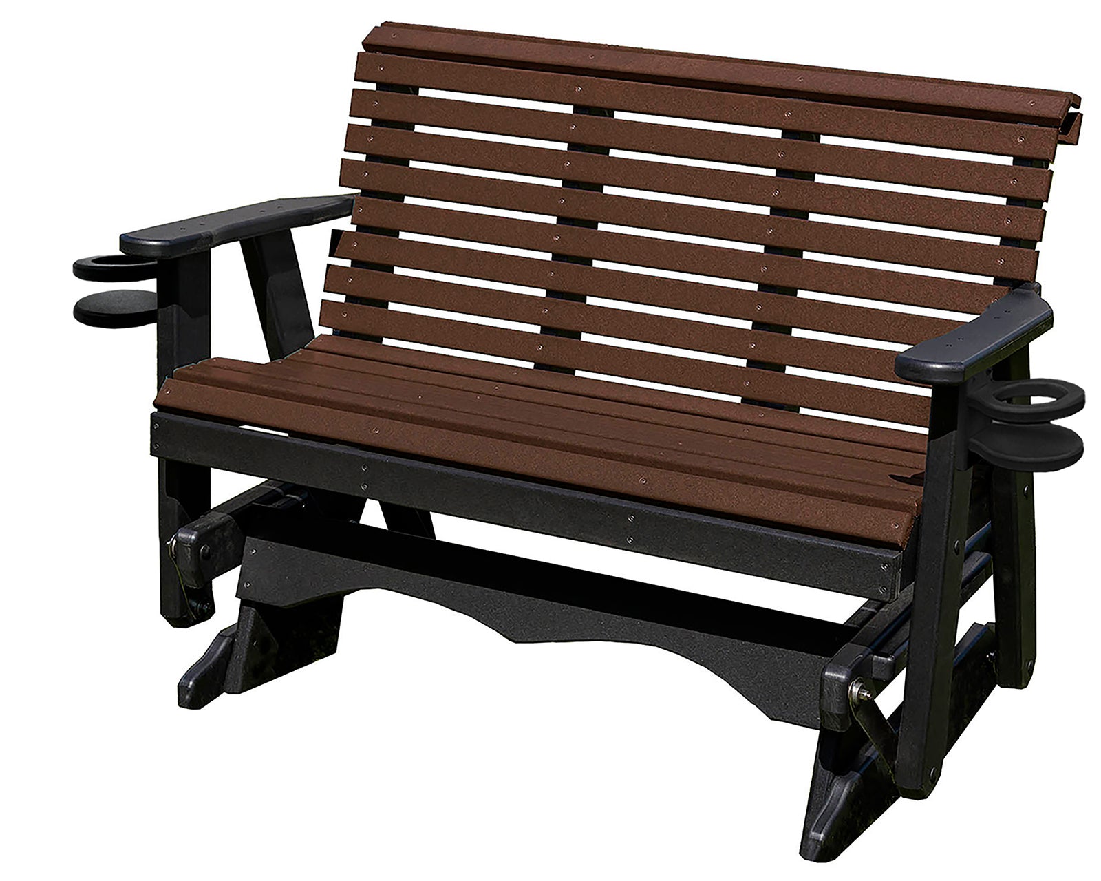 Glider Handmade by Amish Artisans in USA Poly Lumber wood Lancaster series Roll Back Porch Glider Heavy Duty Everlasting PolyTuf HDPE