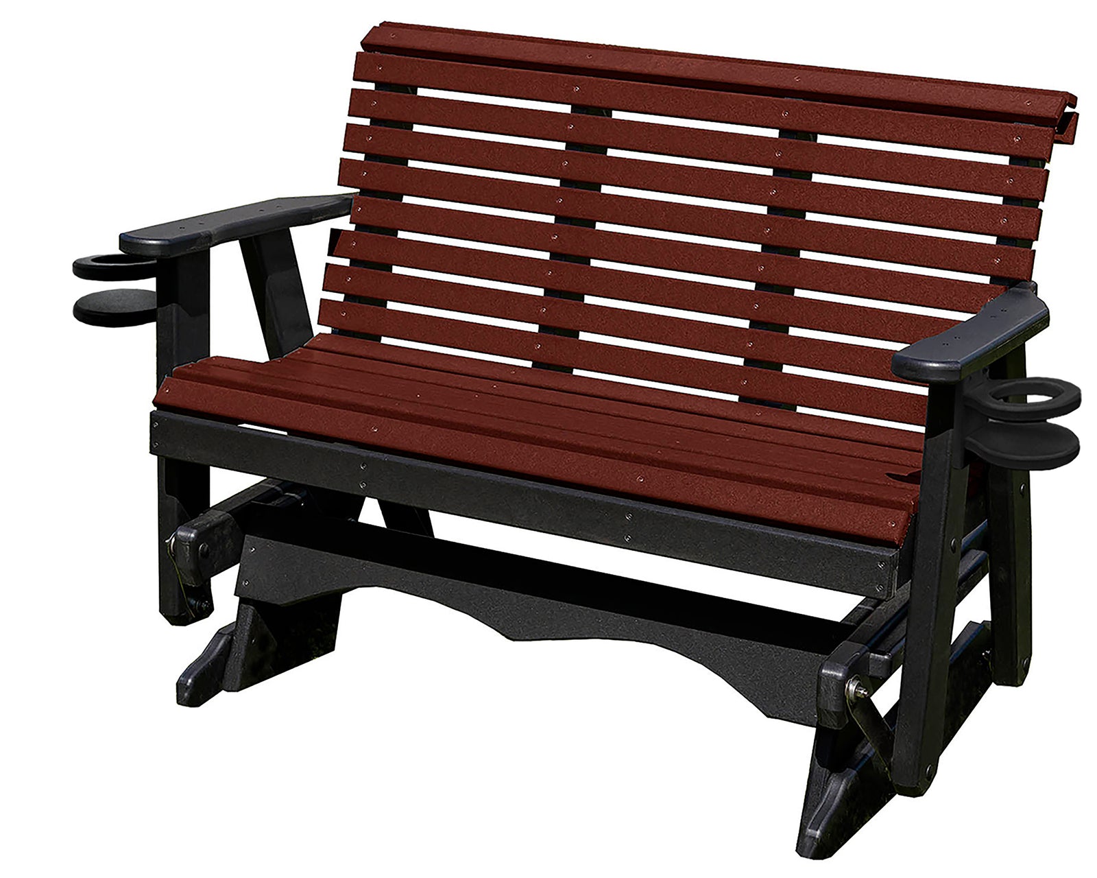 Glider Handmade by Amish Artisans in USA Poly Lumber wood Lancaster series Roll Back Porch Glider Heavy Duty Everlasting PolyTuf HDPE