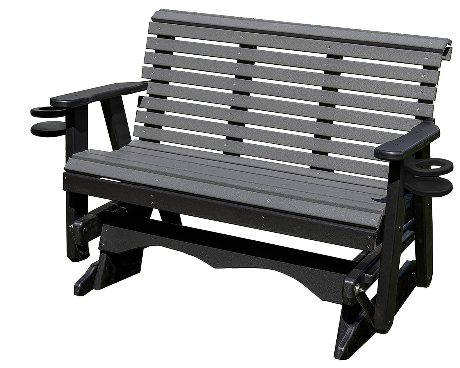 Glider Handmade by Amish Artisans in USA Poly Lumber wood Lancaster series Roll Back Porch Glider Heavy Duty Everlasting PolyTuf HDPE