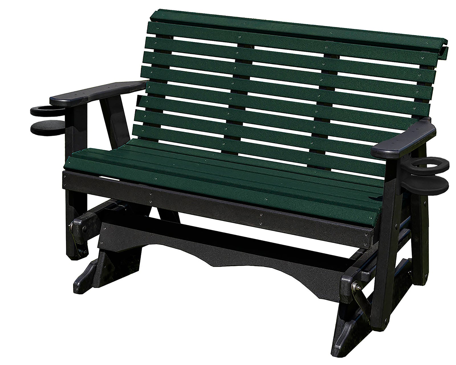 Glider Handmade by Amish Artisans in USA Poly Lumber wood Lancaster series Roll Back Porch Glider Heavy Duty Everlasting PolyTuf HDPE