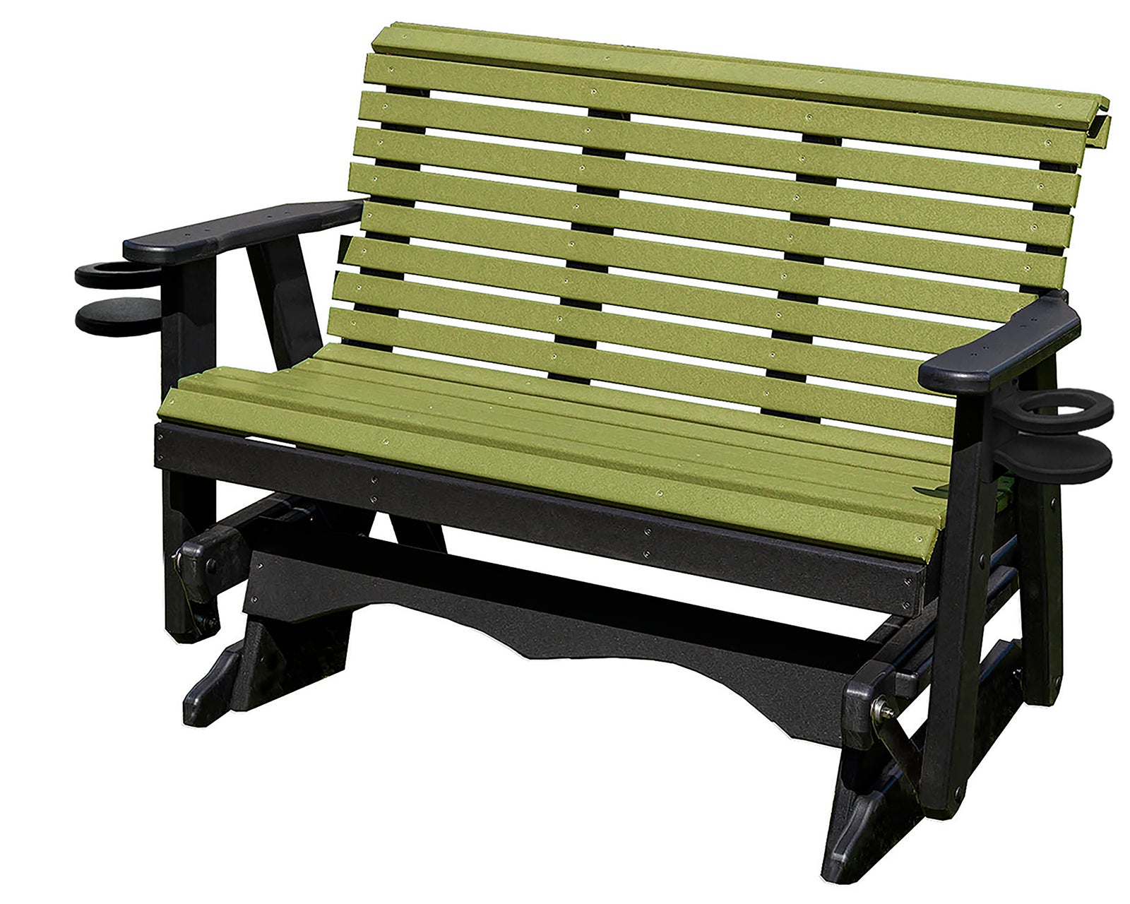 Glider Handmade by Amish Artisans in USA Poly Lumber wood Lancaster series Roll Back Porch Glider Heavy Duty Everlasting PolyTuf HDPE