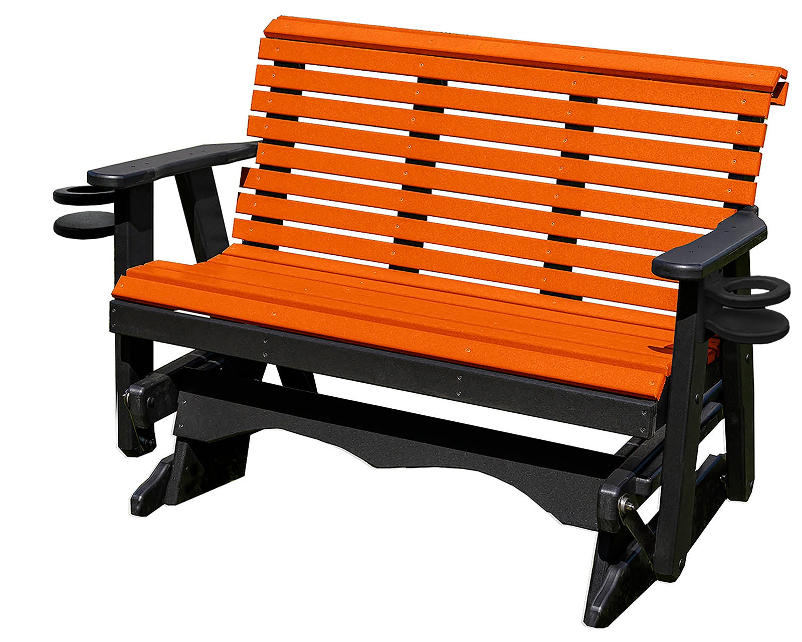 Glider Handmade by Amish Artisans in USA Poly Lumber wood Lancaster series Roll Back Porch Glider Heavy Duty Everlasting PolyTuf HDPE