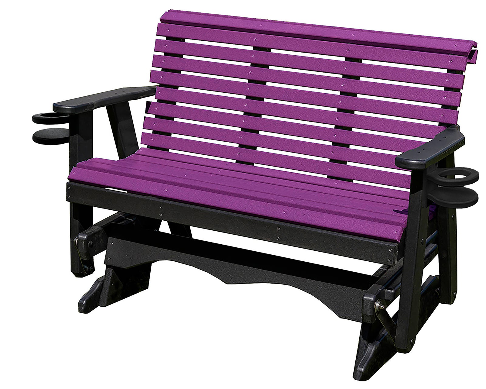 Glider Handmade by Amish Artisans in USA Poly Lumber wood Lancaster series Roll Back Porch Glider Heavy Duty Everlasting PolyTuf HDPE