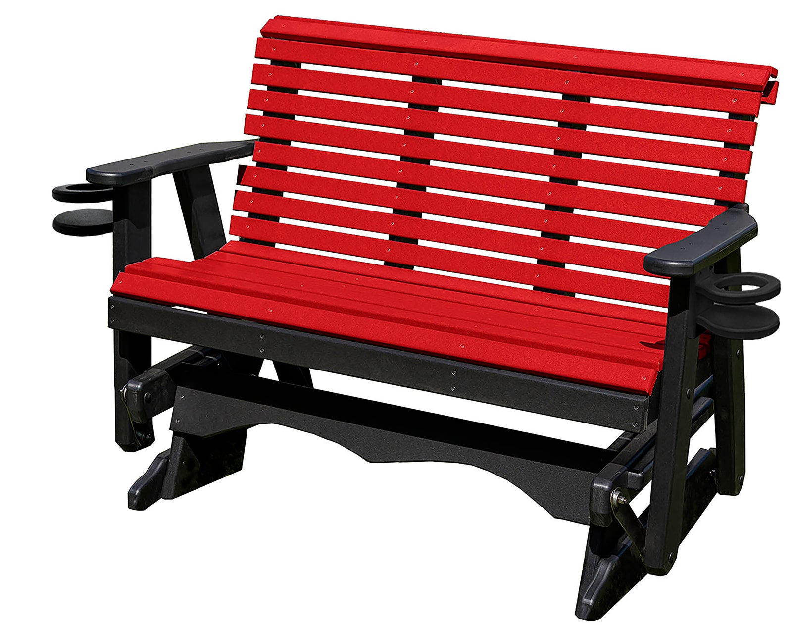 Glider Handmade by Amish Artisans in USA Poly Lumber wood Lancaster series Roll Back Porch Glider Heavy Duty Everlasting PolyTuf HDPE