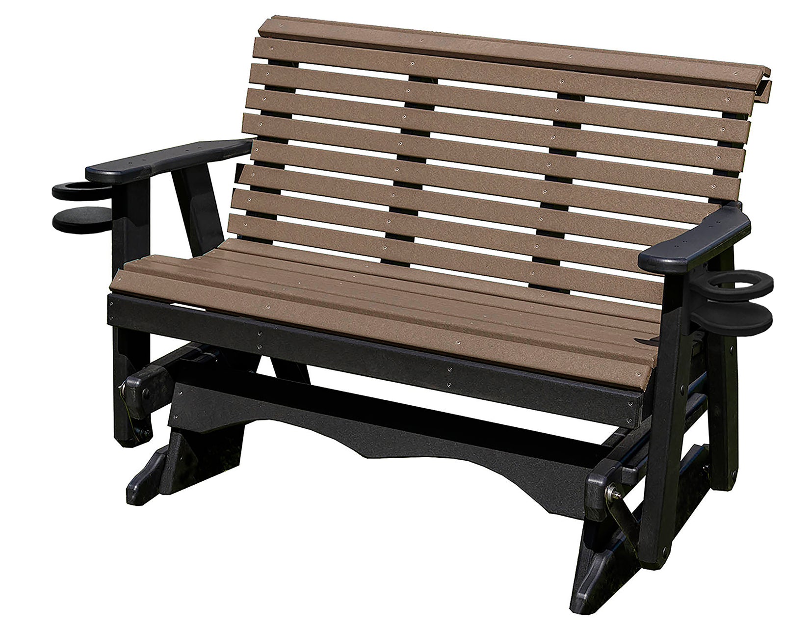 Glider Handmade by Amish Artisans in USA Poly Lumber wood Lancaster series Roll Back Porch Glider Heavy Duty Everlasting PolyTuf HDPE