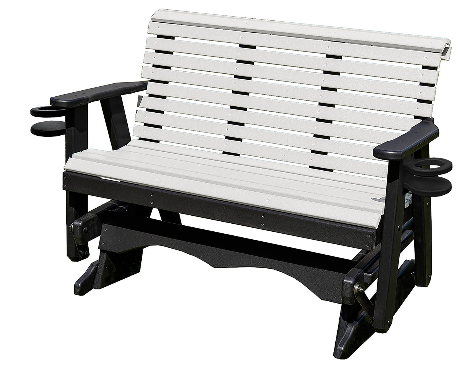 Glider Handmade by Amish Artisans in USA Poly Lumber wood Lancaster series Roll Back Porch Glider Heavy Duty Everlasting PolyTuf HDPE