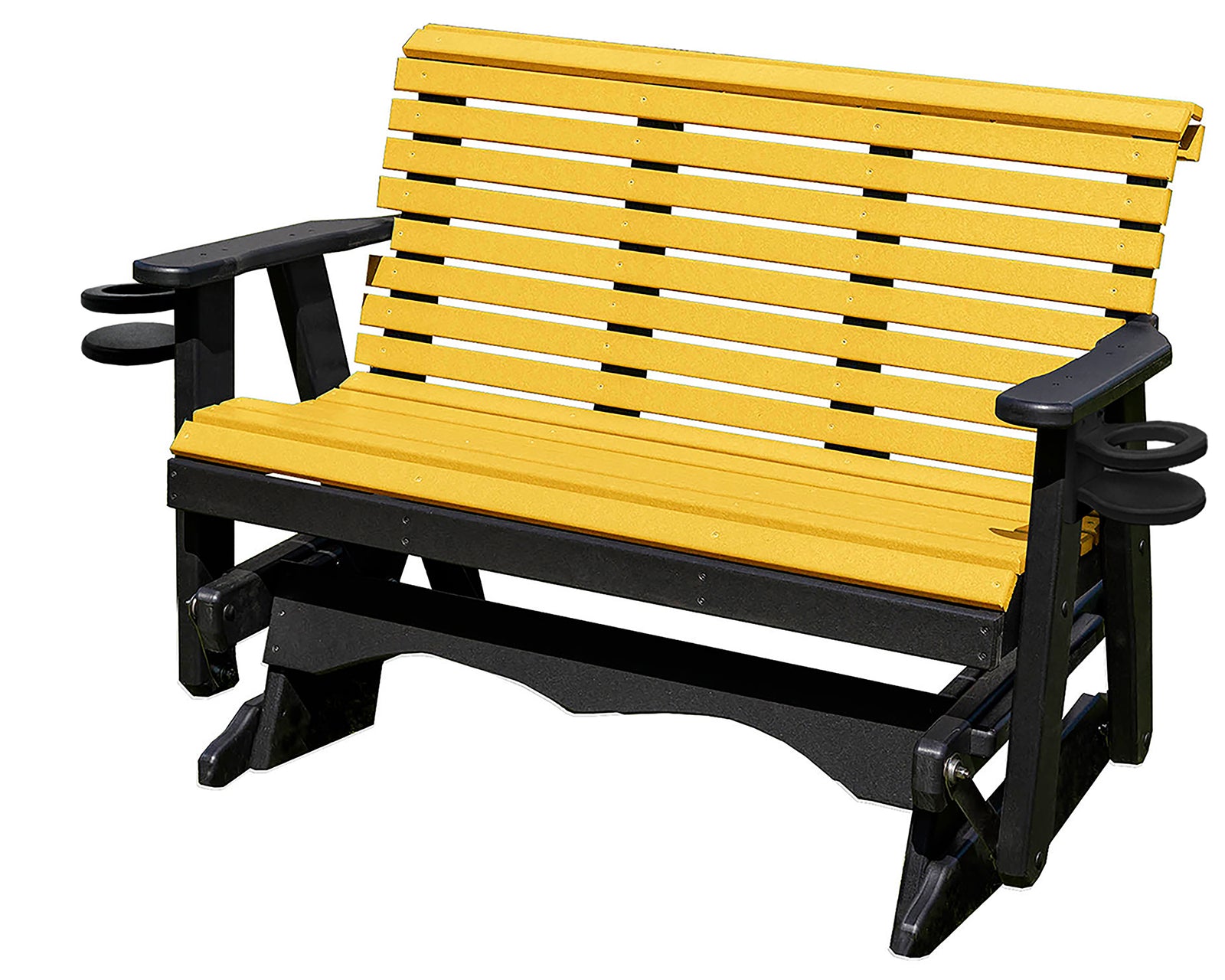 Glider Handmade by Amish Artisans in USA Poly Lumber wood Lancaster series Roll Back Porch Glider Heavy Duty Everlasting PolyTuf HDPE