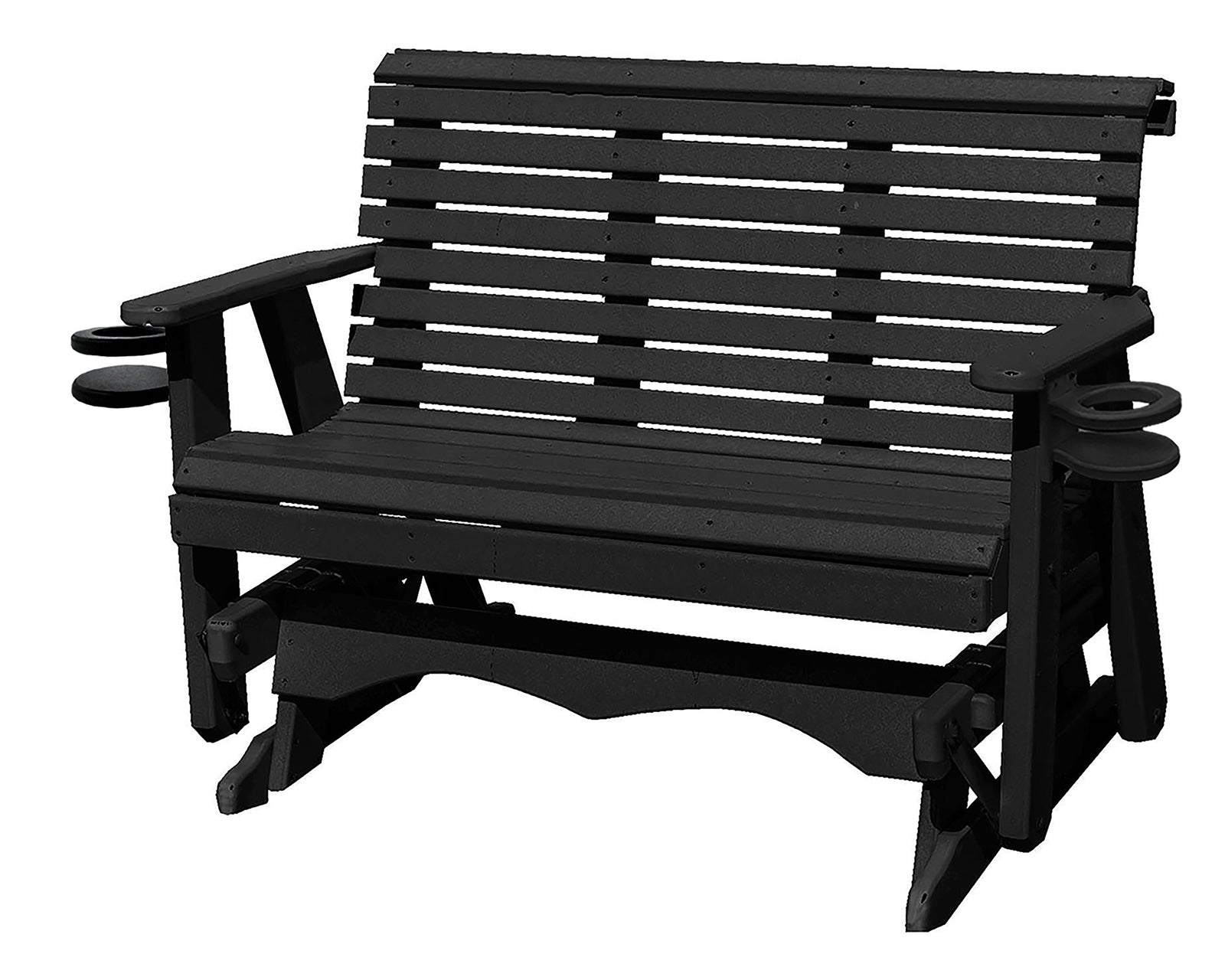 Glider Handmade by Amish Artisans in USA Poly Lumber wood Lancaster series Roll Back Porch Glider Heavy Duty Everlasting PolyTuf HDPE
