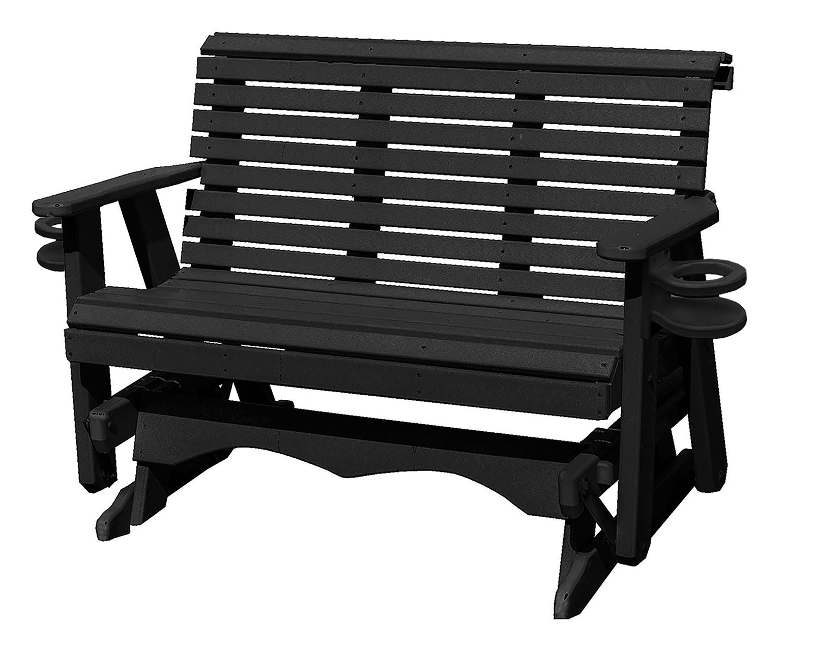 Amish Made Lancaster Series Poly Plastic Lumber Wood Glider Premium Colors Made in USA HDPE with No wood fibers Memorial Patio Porch Glider Rollback design 1000 lbs Limit+G4:G5