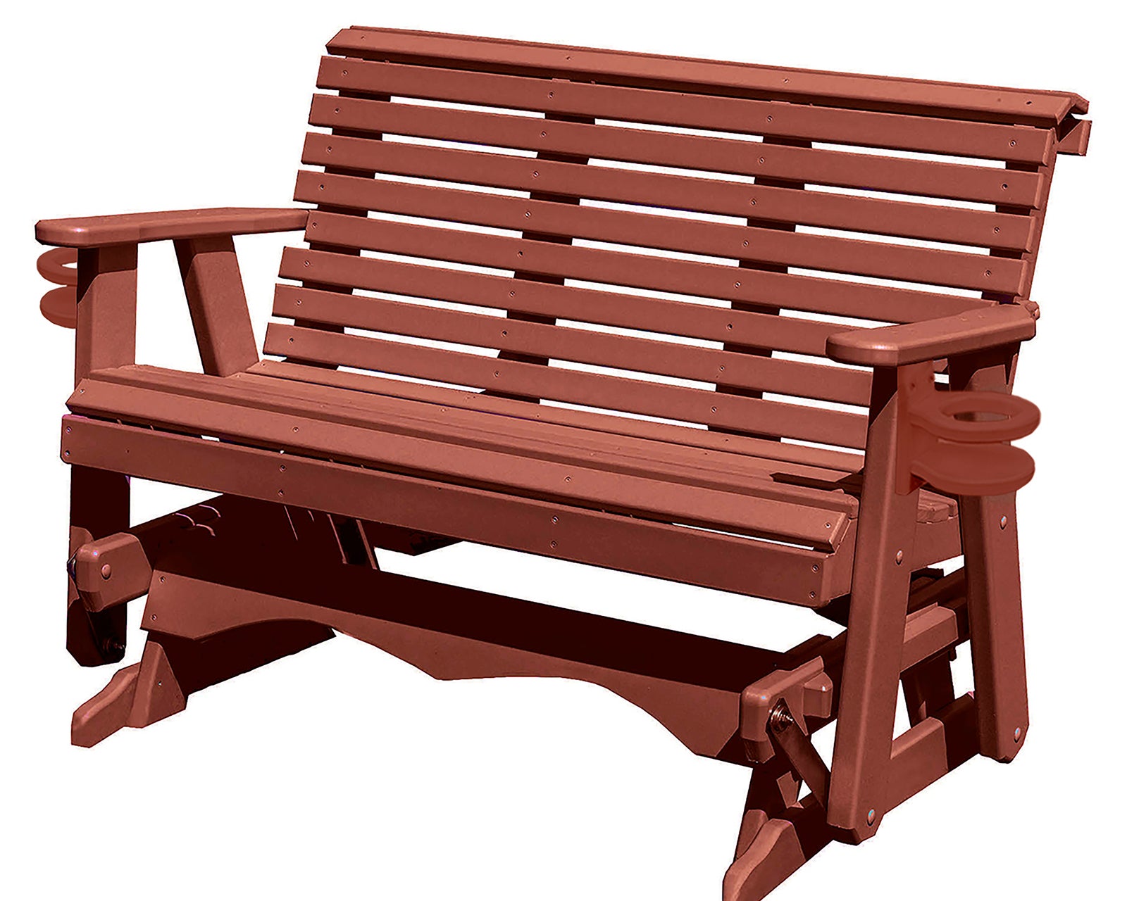 Amish Made Lancaster Series Poly Plastic Lumber Wood Glider Premium Colors Made in USA HDPE with No wood fibers Memorial Patio Porch Glider Rollback design 1000 lbs Limit+G4:G5