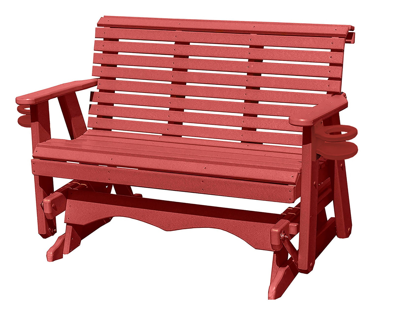 Amish Made Lancaster Series Poly Plastic Lumber Wood Glider Premium Colors Made in USA HDPE with No wood fibers Memorial Patio Porch Glider Rollback design 1000 lbs Limit+G4:G5