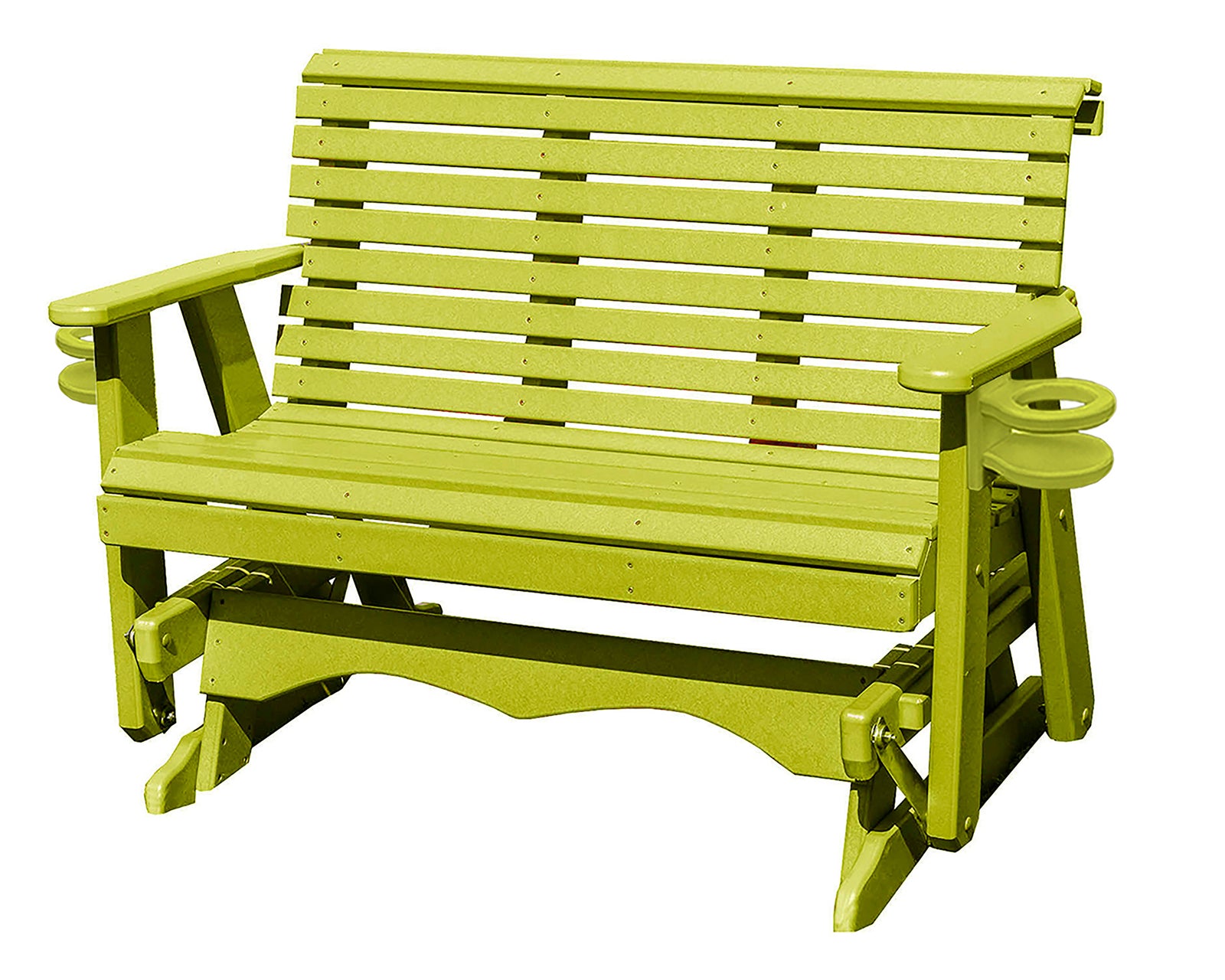 Amish Made Lancaster Series Poly Plastic Lumber Wood Glider Premium Colors Made in USA HDPE with No wood fibers Memorial Patio Porch Glider Rollback design 1000 lbs Limit+G4:G5