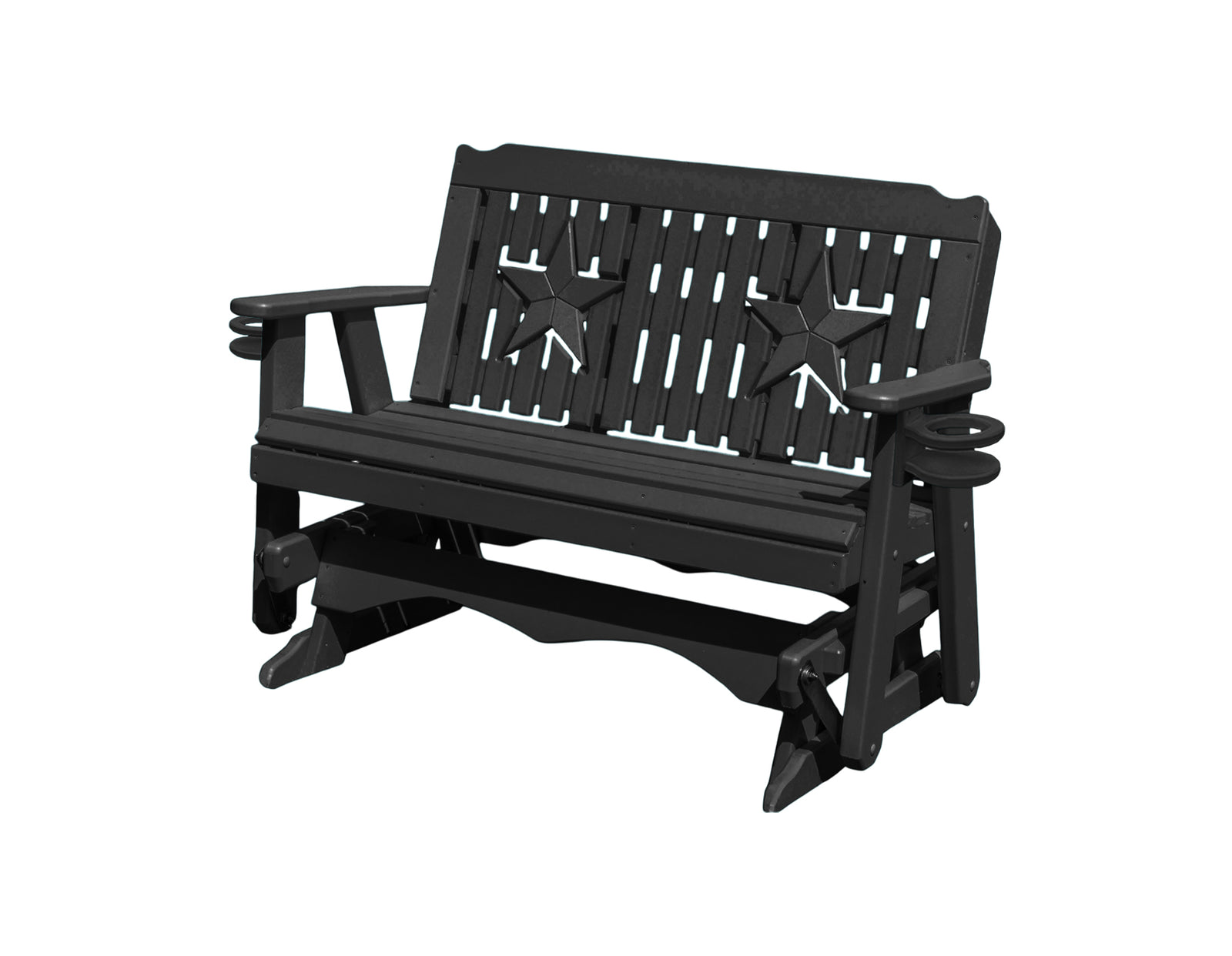 Glider Handmade by Amish Artisans in USA Poly Lumber wood Star Series Porch Glider Heavy Duty Everlasting PolyTuf HDPE