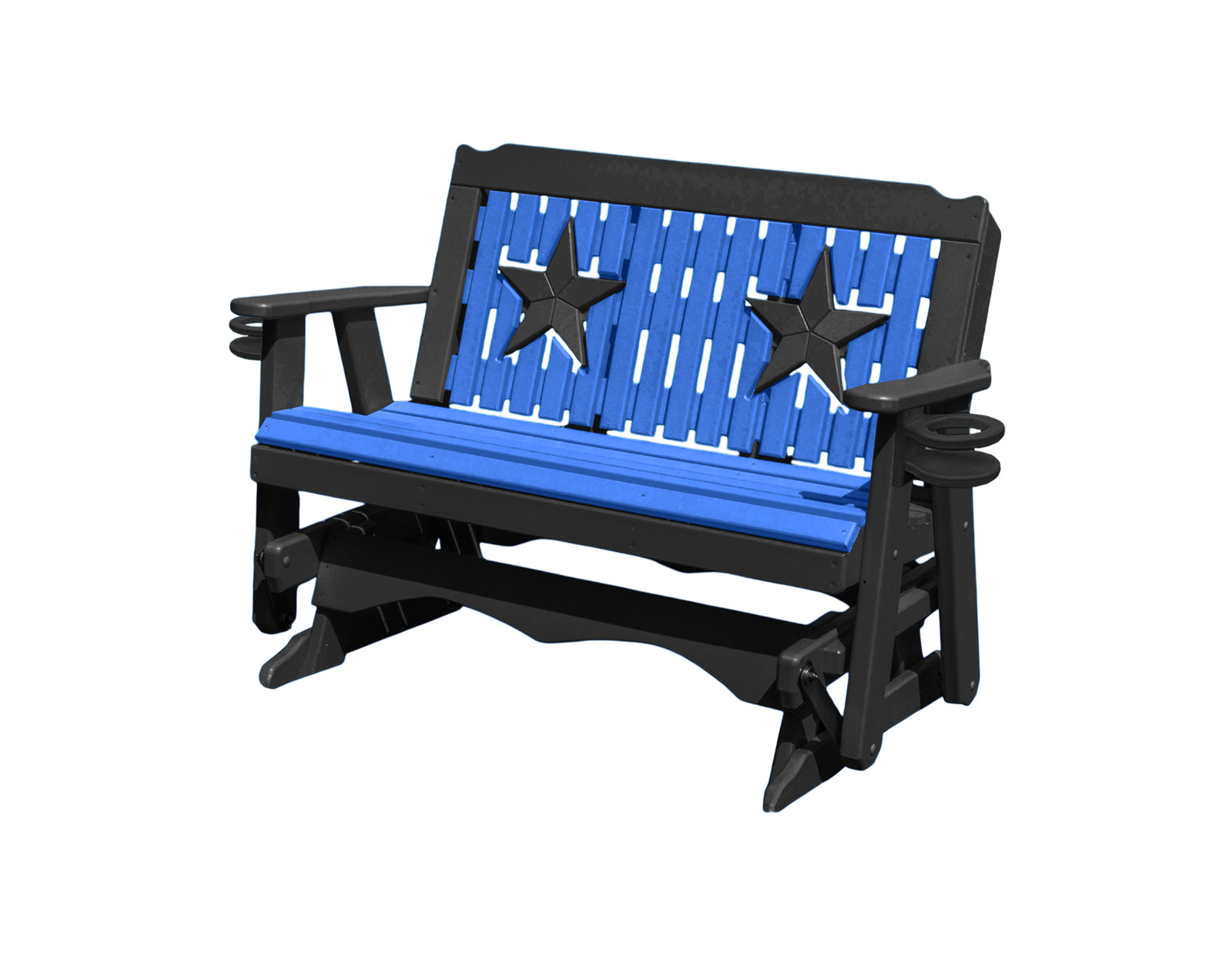 Glider Handmade by Amish Artisans in USA Poly Lumber wood Star Series Porch Glider Heavy Duty Everlasting PolyTuf HDPE