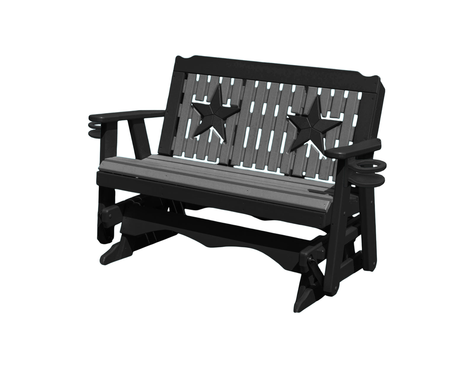 Glider Handmade by Amish Artisans in USA Poly Lumber wood Star Series Porch Glider Heavy Duty Everlasting PolyTuf HDPE