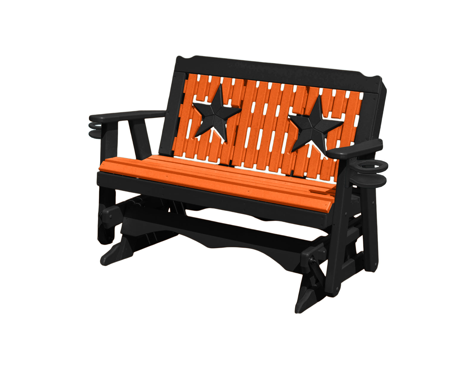 Glider Handmade by Amish Artisans in USA Poly Lumber wood Star Series Porch Glider Heavy Duty Everlasting PolyTuf HDPE