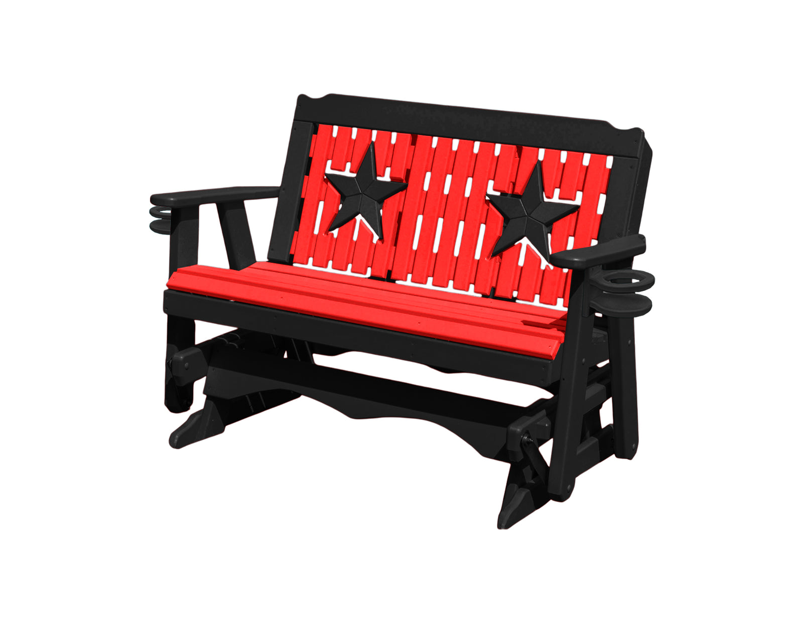 Glider Handmade by Amish Artisans in USA Poly Lumber wood Star Series Porch Glider Heavy Duty Everlasting PolyTuf HDPE