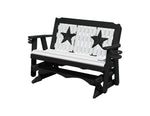 Glider Handmade by Amish Artisans in USA Poly Lumber wood Star Series Porch Glider Heavy Duty Everlasting PolyTuf HDPE