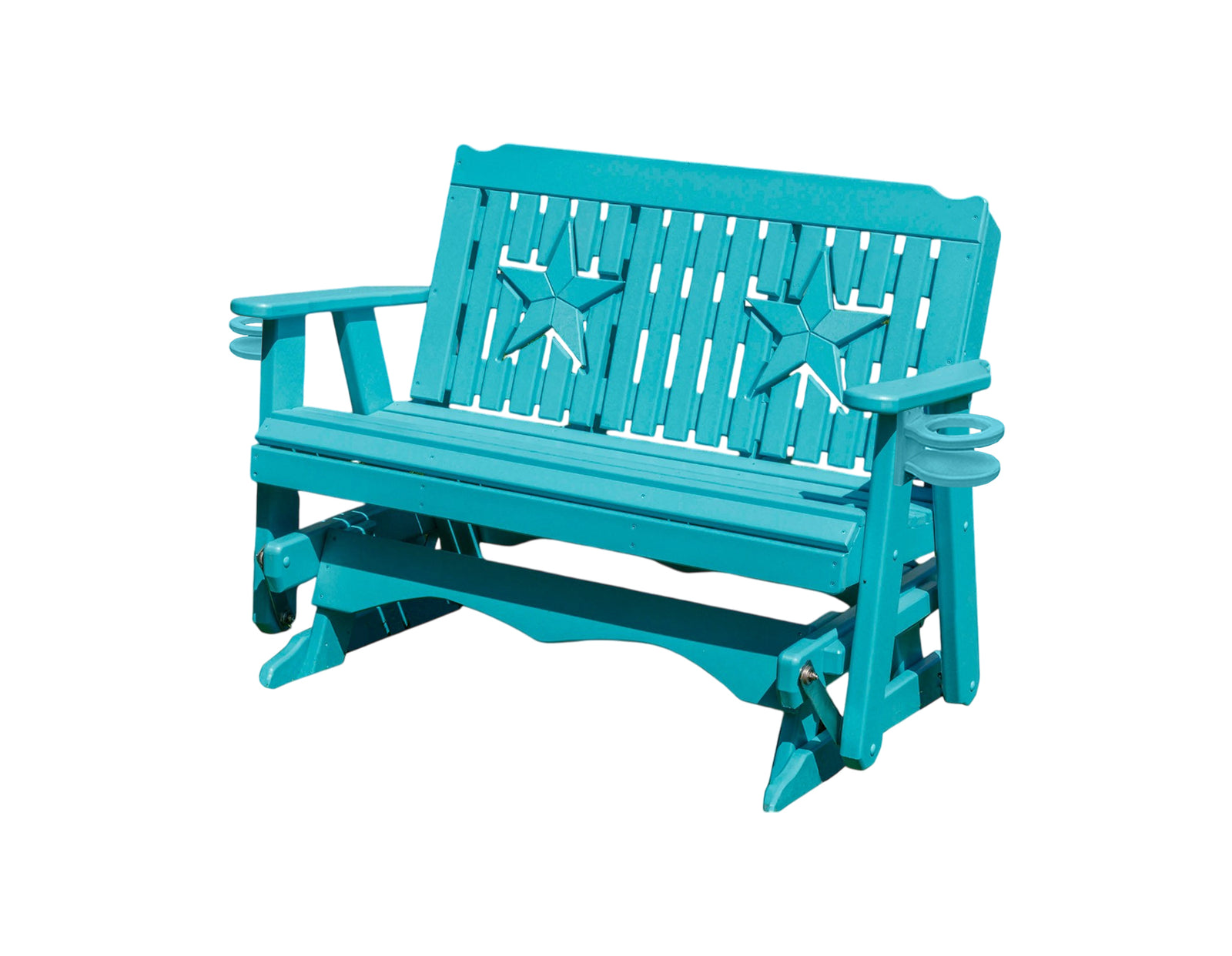 Amish Made Star Series Poly Plastic Lumber Wood Glider Premium Colors Made in USA HDPE with No wood fibers Memorial Patio Porch Park Church Glider Signature design 1000 lbs Limit