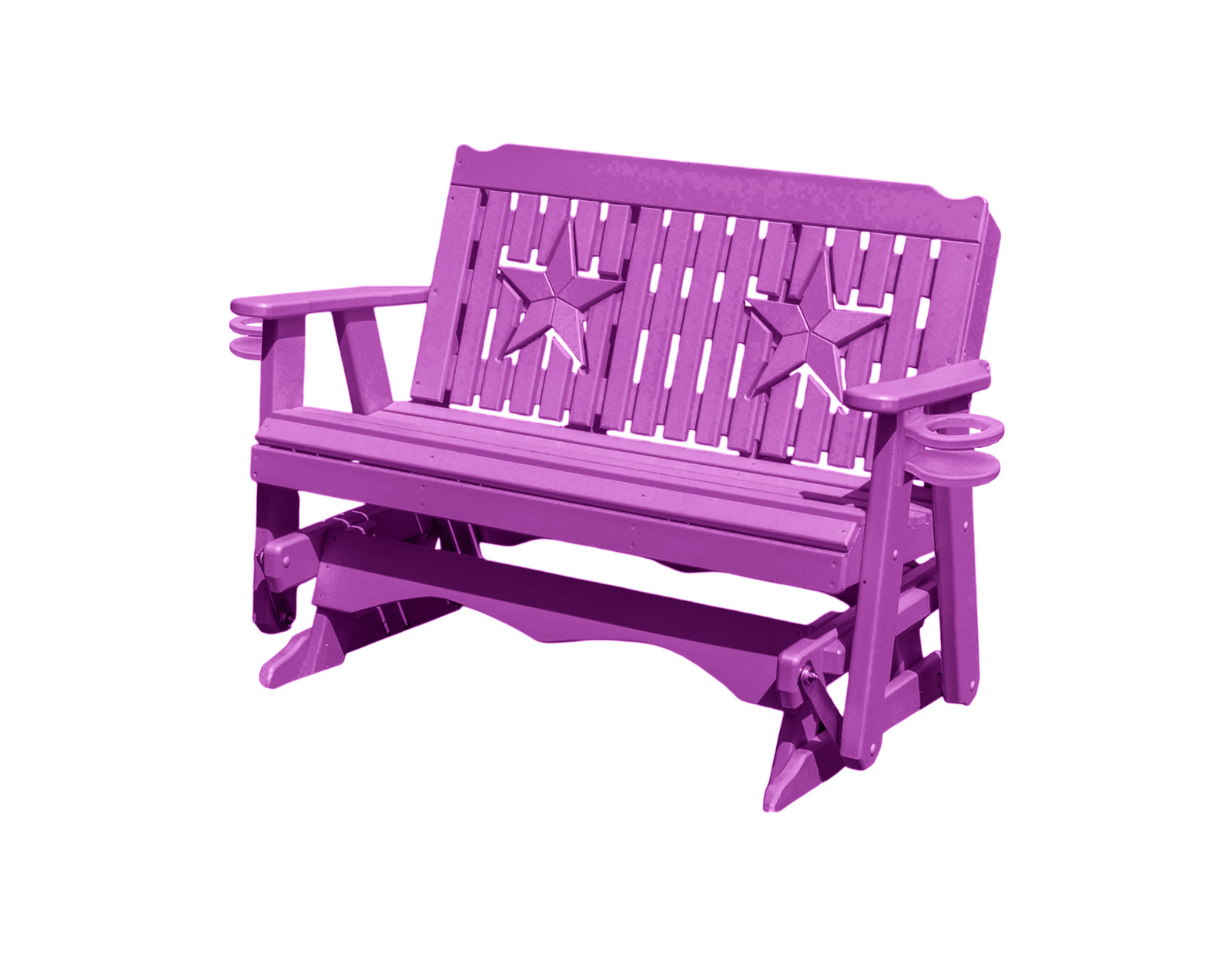 Amish Made Star Series Poly Plastic Lumber Wood Glider Premium Colors Made in USA HDPE with No wood fibers Memorial Patio Porch Park Church Glider Signature design 1000 lbs Limit