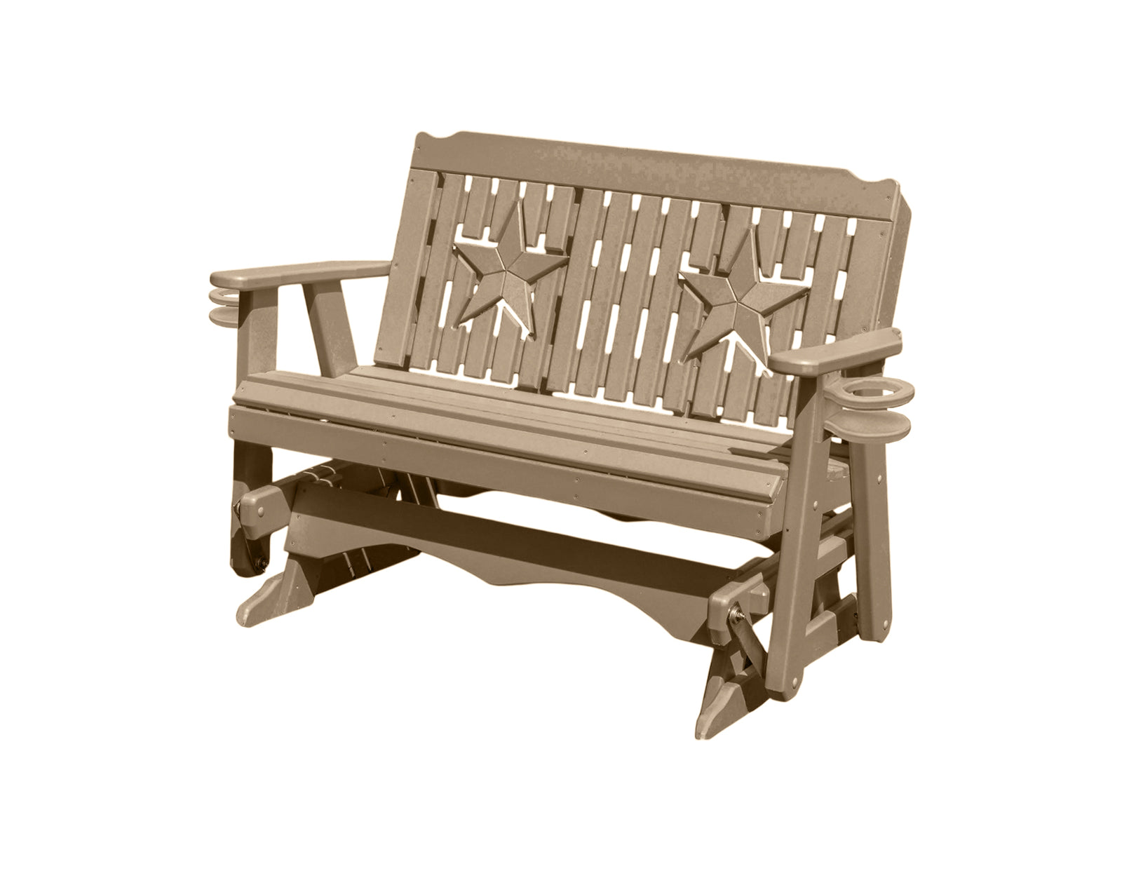 Amish Made Star Series Poly Plastic Lumber Wood Glider Premium Colors Made in USA HDPE with No wood fibers Memorial Patio Porch Park Church Glider Signature design 1000 lbs Limit