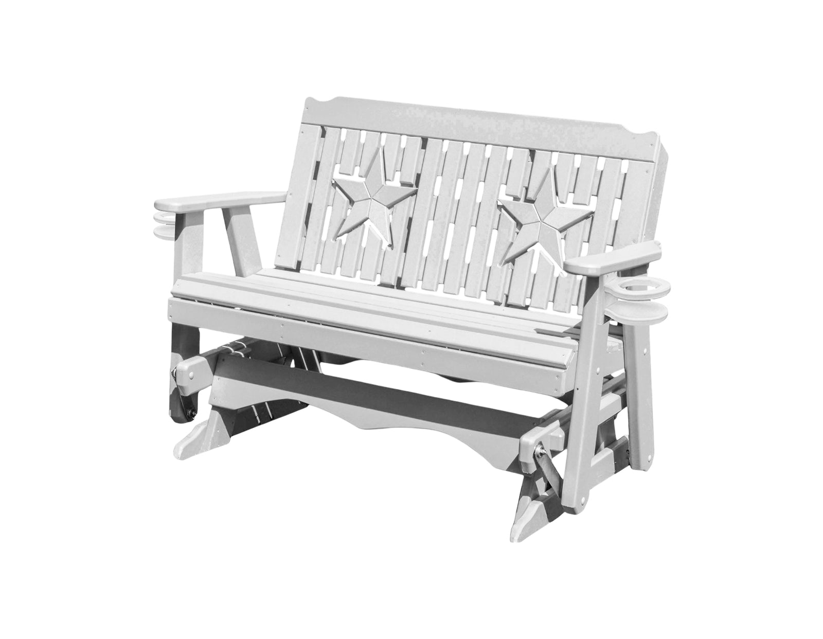 Amish Made Star Series Poly Plastic Lumber Wood Glider Premium Colors Made in USA HDPE with No wood fibers Memorial Patio Porch Park Church Glider Signature design 1000 lbs Limit