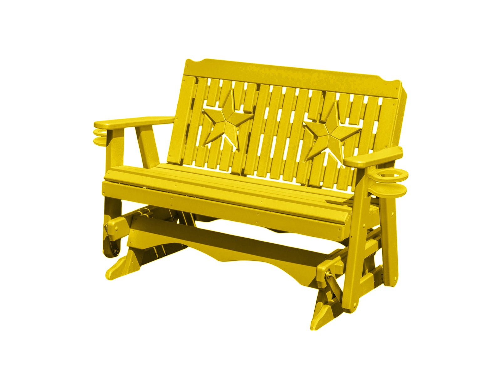 Amish Made Star Series Poly Plastic Lumber Wood Glider Premium Colors Made in USA HDPE with No wood fibers Memorial Patio Porch Park Church Glider Signature design 1000 lbs Limit