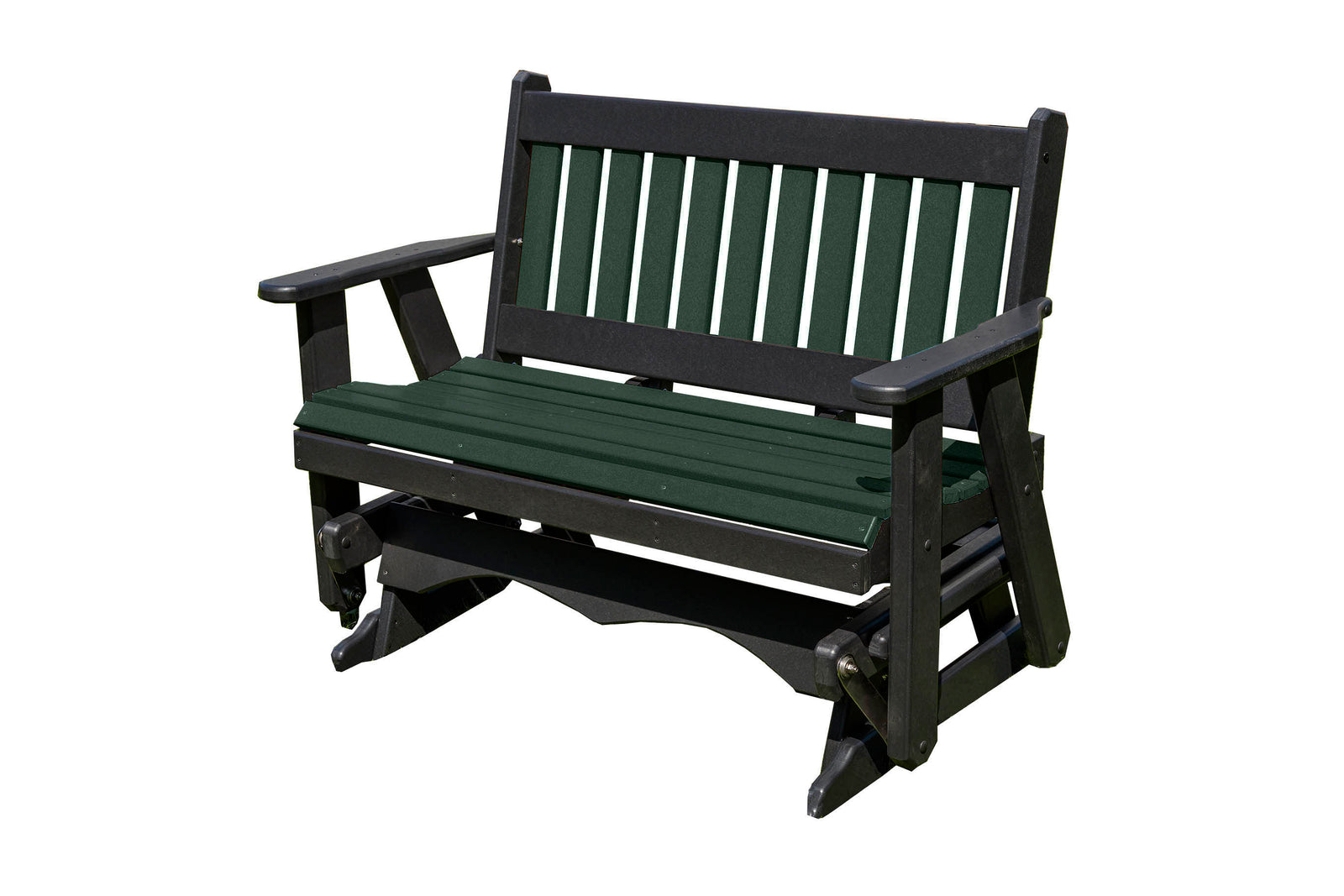 Glider Handmade by Amish Artisans in USA Poly Lumber wood Mission Series Porch Glider Heavy Duty Everlasting PolyTuf HDPE