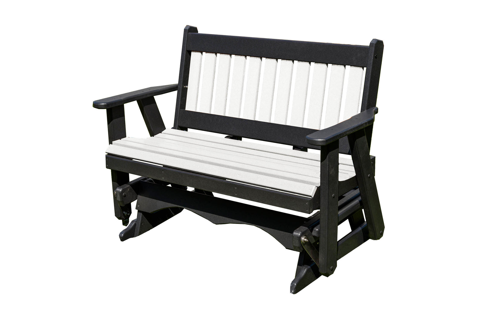 Glider Handmade by Amish Artisans in USA Poly Lumber wood Mission Series Porch Glider Heavy Duty Everlasting PolyTuf HDPE