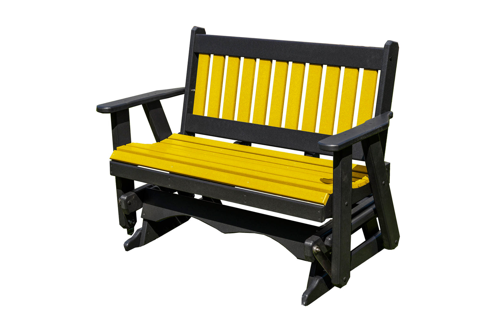 Glider Handmade by Amish Artisans in USA Poly Lumber wood Mission Series Porch Glider Heavy Duty Everlasting PolyTuf HDPE
