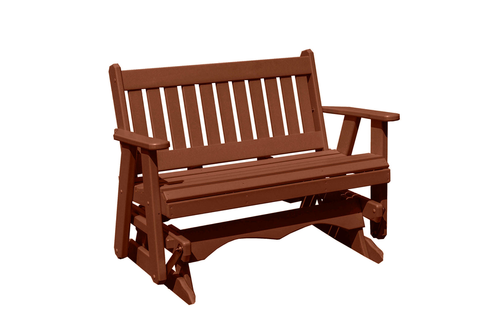 Amish Made Mission Series Poly Plastic Lumber Wood Glider Premium Colors Made in USA HDPE with No wood fibers Memorial Patio Porch Glider English design 1000 lbs Limit+G4:G5