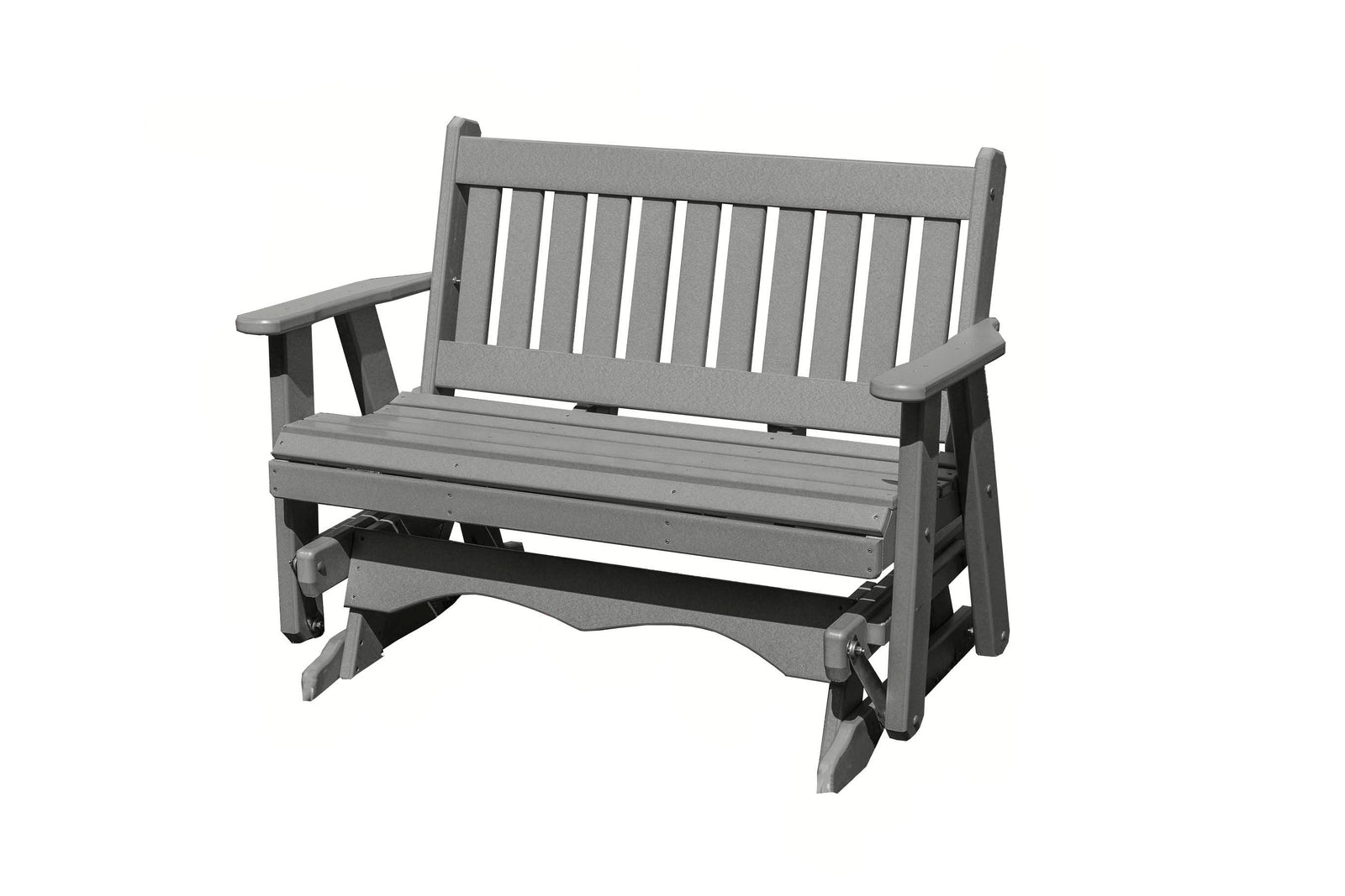 Amish Made Mission Series Poly Plastic Lumber Wood Glider Premium Colors Made in USA HDPE with No wood fibers Memorial Patio Porch Glider English design 1000 lbs Limit+G4:G5