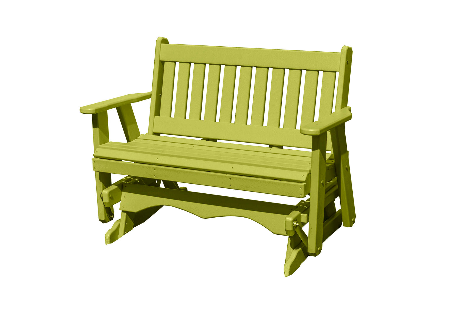 Amish Made Mission Series Poly Plastic Lumber Wood Glider Premium Colors Made in USA HDPE with No wood fibers Memorial Patio Porch Glider English design 1000 lbs Limit+G4:G5