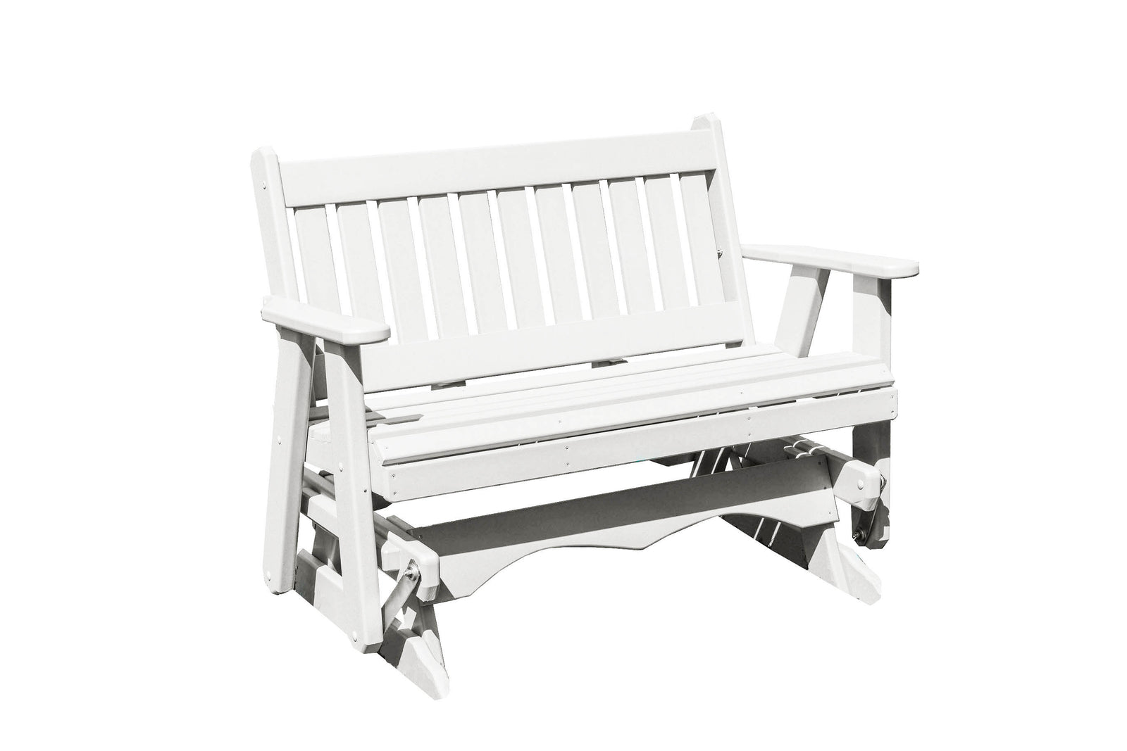 Amish Made Mission Series Poly Plastic Lumber Wood Glider Premium Colors Made in USA HDPE with No wood fibers Memorial Patio Porch Glider English design 1000 lbs Limit+G4:G5