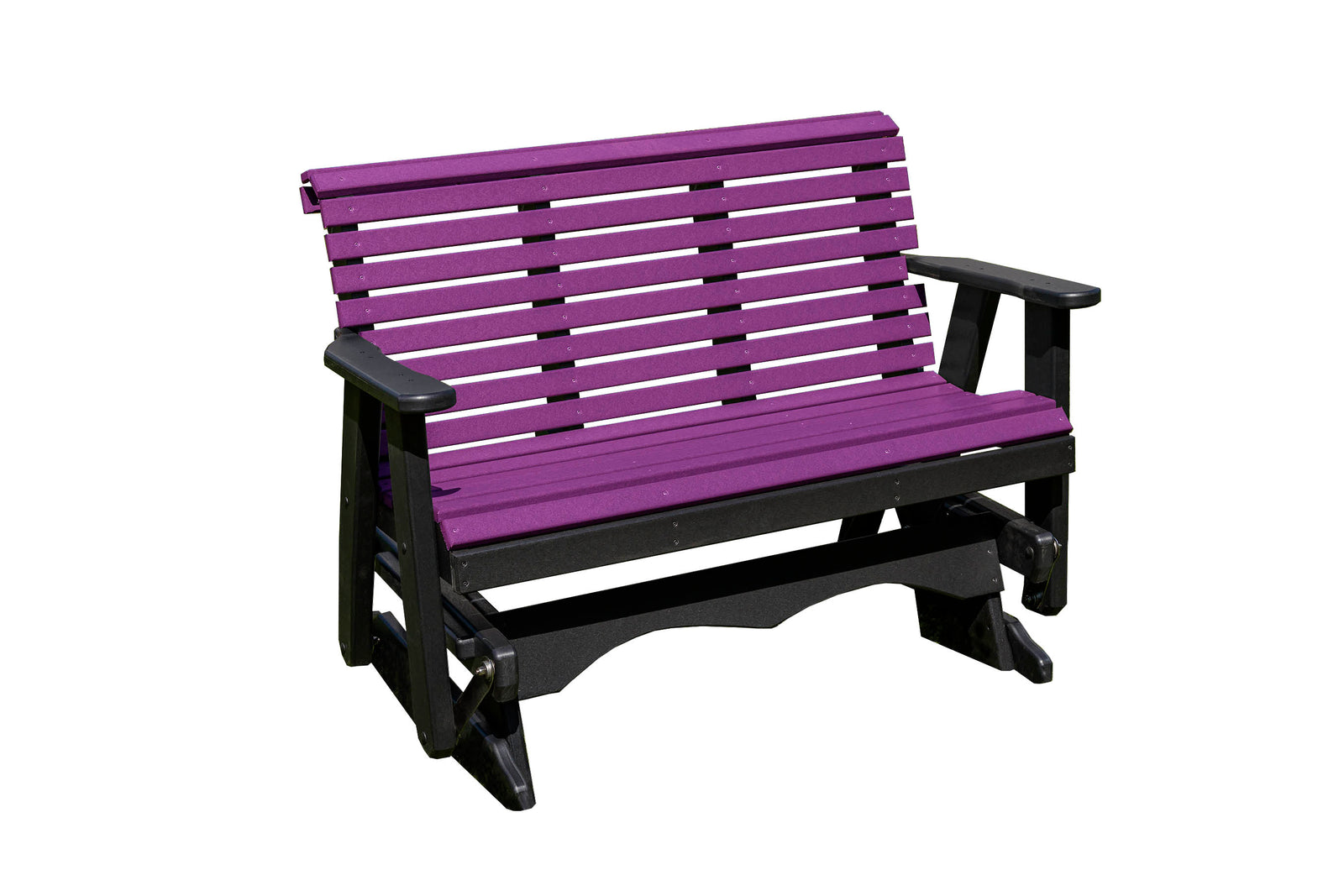 Glider Handmade by Amish Artisans in USA Poly Lumber wood Lancaster series Roll Back Porch Glider Heavy Duty Everlasting PolyTuf HDPE