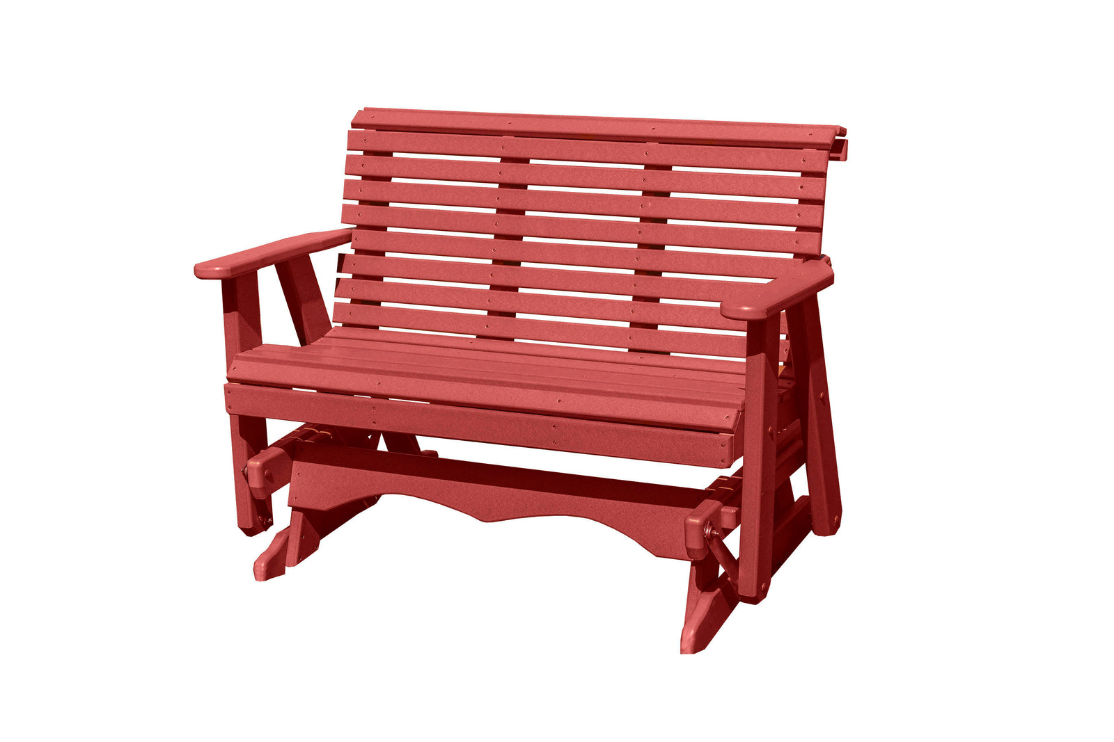 Amish Made Lancaster Series Poly Plastic Lumber Wood Glider Premium Colors Made in USA HDPE with No wood fibers Memorial Patio Porch Glider Rollback design 1000 lbs Limit+G4:G5