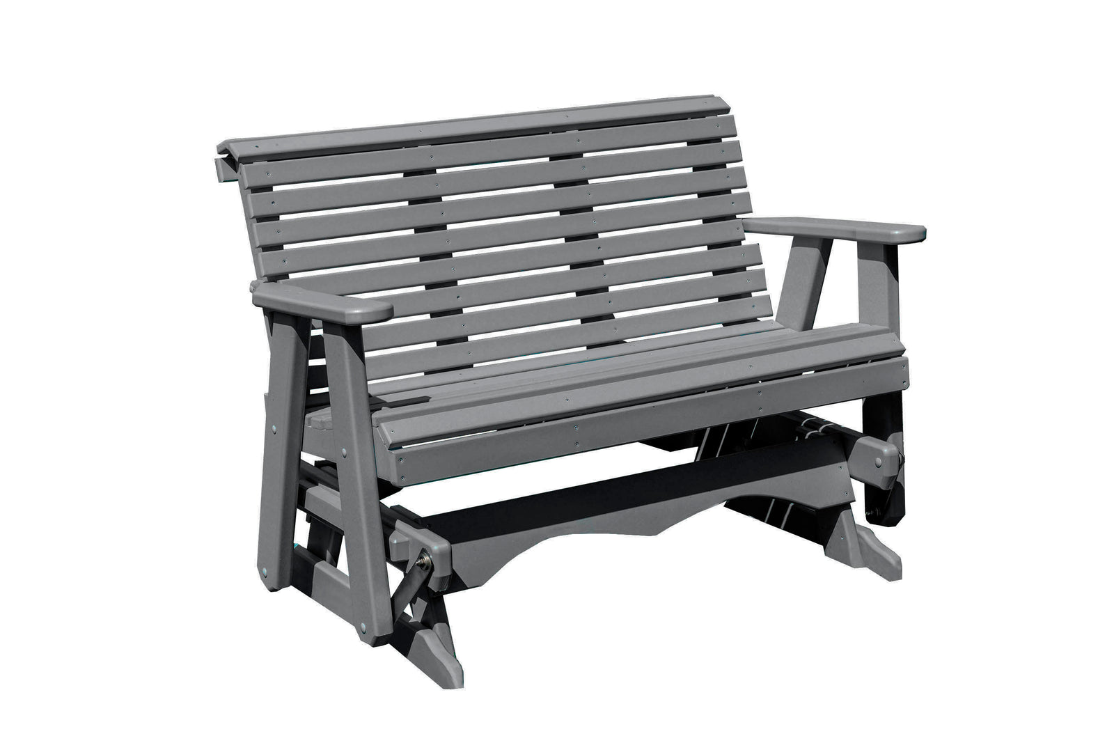 Amish Made Lancaster Series Poly Plastic Lumber Wood Glider Premium Colors Made in USA HDPE with No wood fibers Memorial Patio Porch Glider Rollback design 1000 lbs Limit+G4:G5