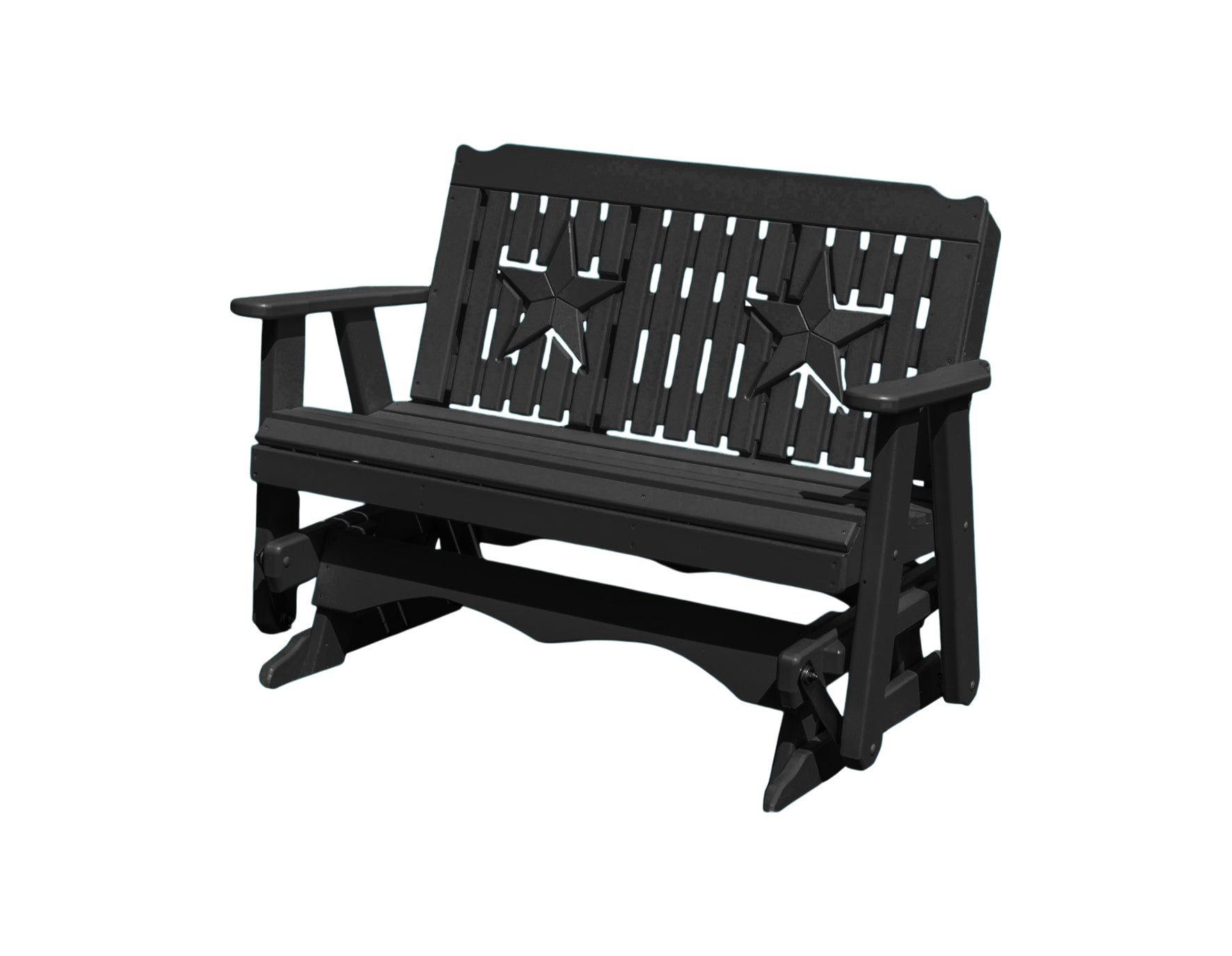 Amish Made Star Series Poly Plastic Lumber Wood Glider Premium Colors Made in USA HDPE with No wood fibers Memorial Patio Porch Park Church Glider Signature design 1000 lbs Limit