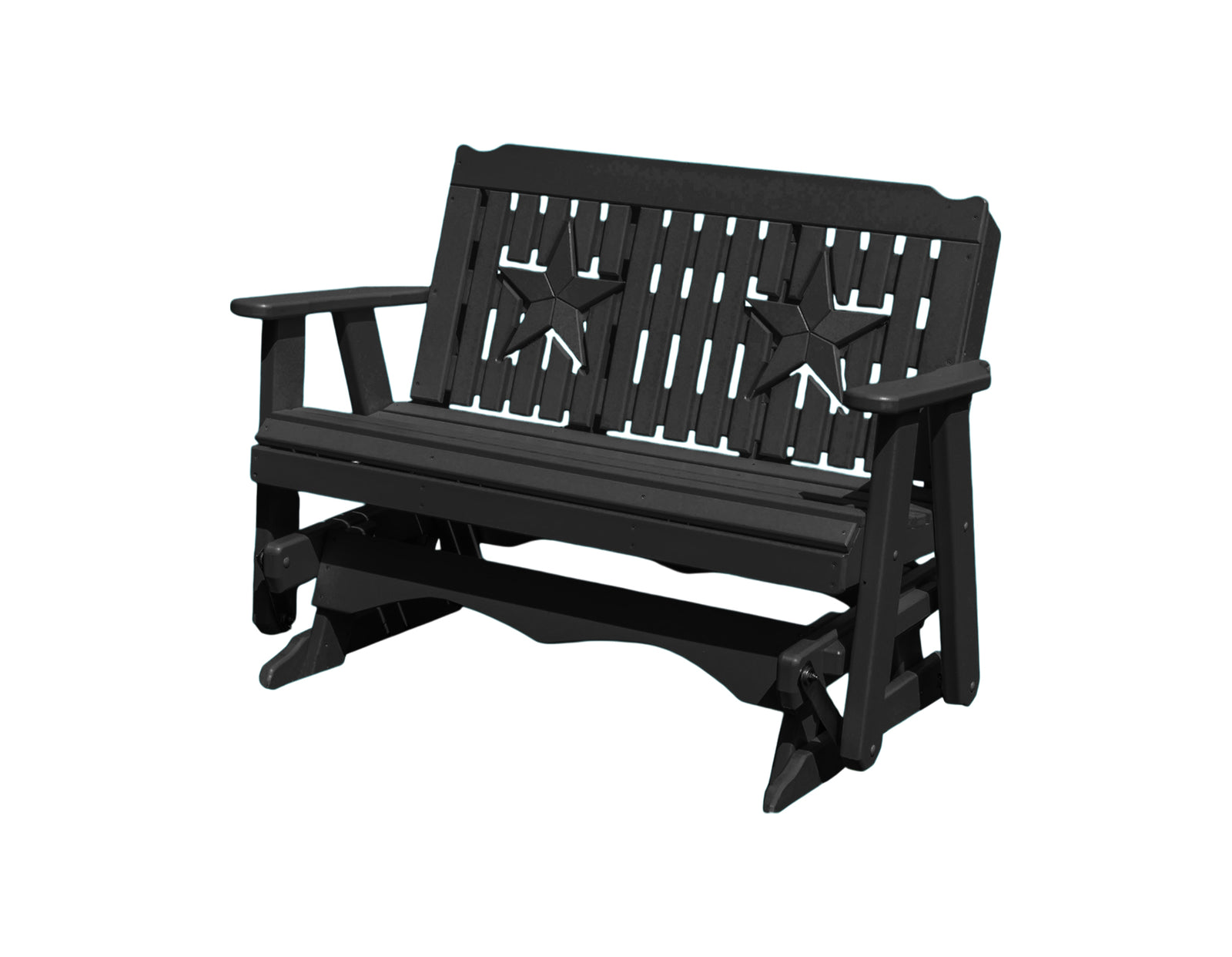 Amish Made Star Series Poly Plastic Lumber Wood Glider Premium Colors Made in USA HDPE with No wood fibers Memorial Patio Porch Park Church Glider Signature design 1000 lbs Limit