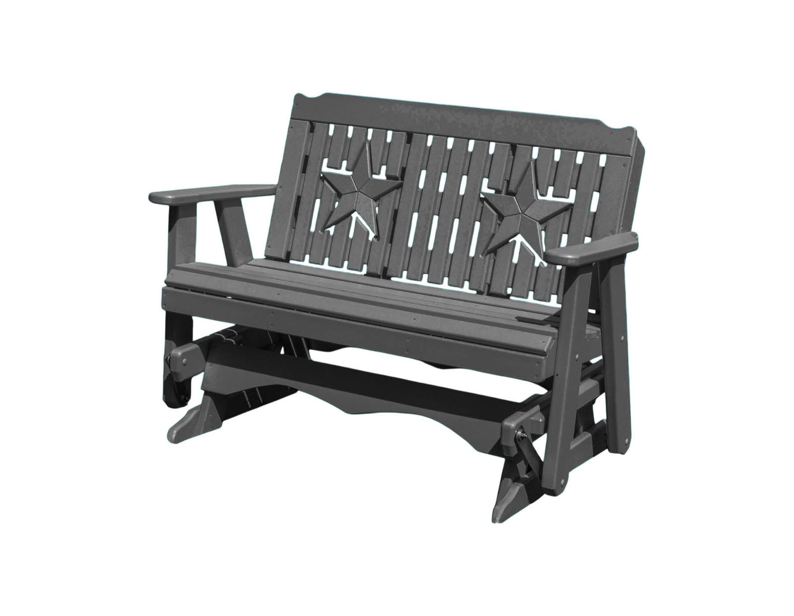 Amish Made Star Series Poly Plastic Lumber Wood Glider Premium Colors Made in USA HDPE with No wood fibers Memorial Patio Porch Park Church Glider Signature design 1000 lbs Limit