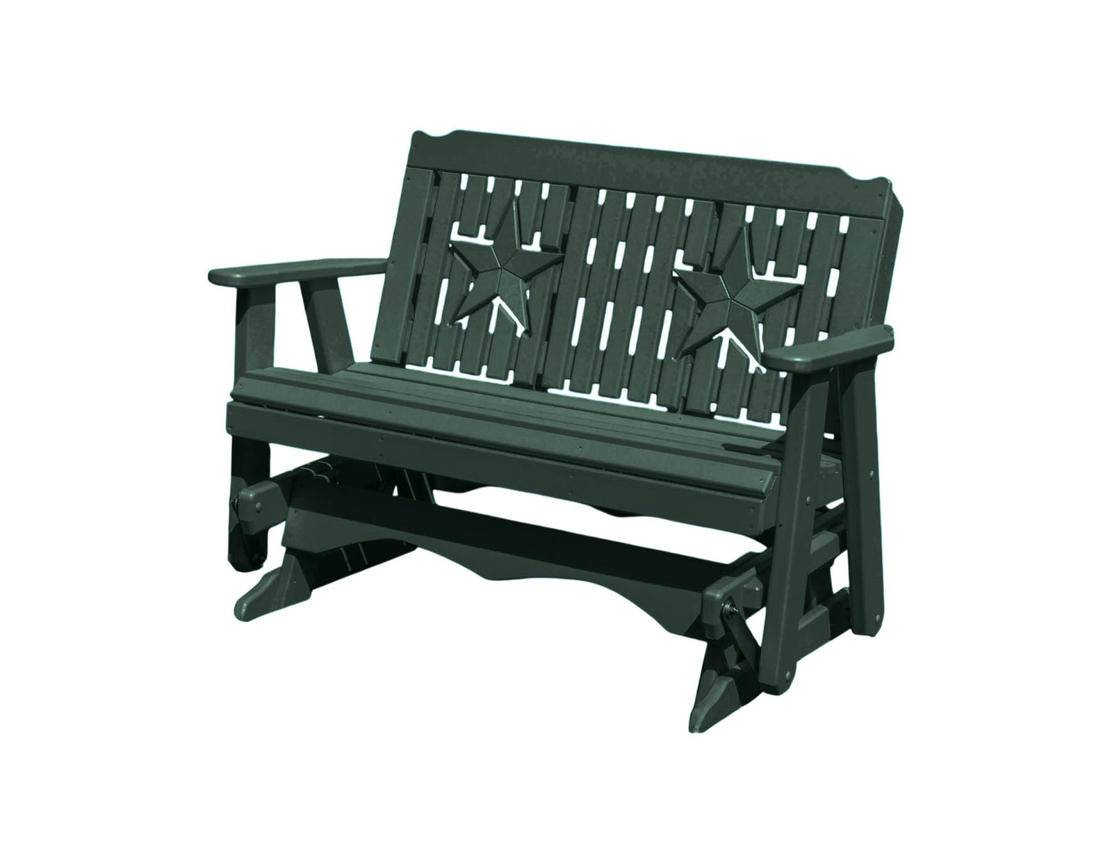 Amish Made Star Series Poly Plastic Lumber Wood Glider Premium Colors Made in USA HDPE with No wood fibers Memorial Patio Porch Park Church Glider Signature design 1000 lbs Limit