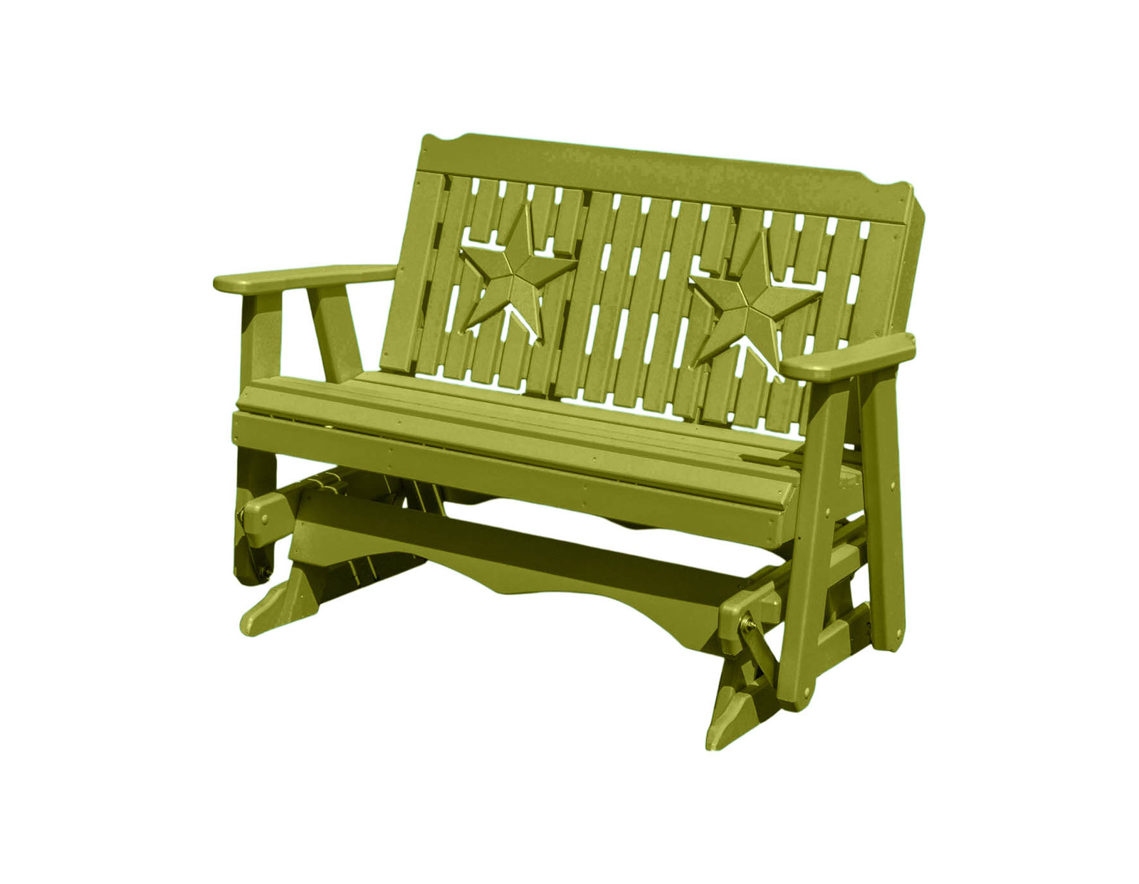 Amish Made Star Series Poly Plastic Lumber Wood Glider Premium Colors Made in USA HDPE with No wood fibers Memorial Patio Porch Park Church Glider Signature design 1000 lbs Limit