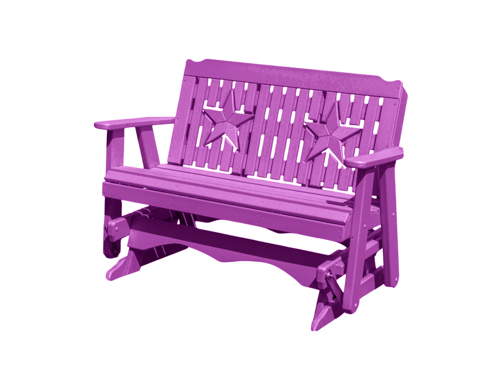 Amish Made Star Series Poly Plastic Lumber Wood Glider Premium Colors Made in USA HDPE with No wood fibers Memorial Patio Porch Park Church Glider Signature design 1000 lbs Limit