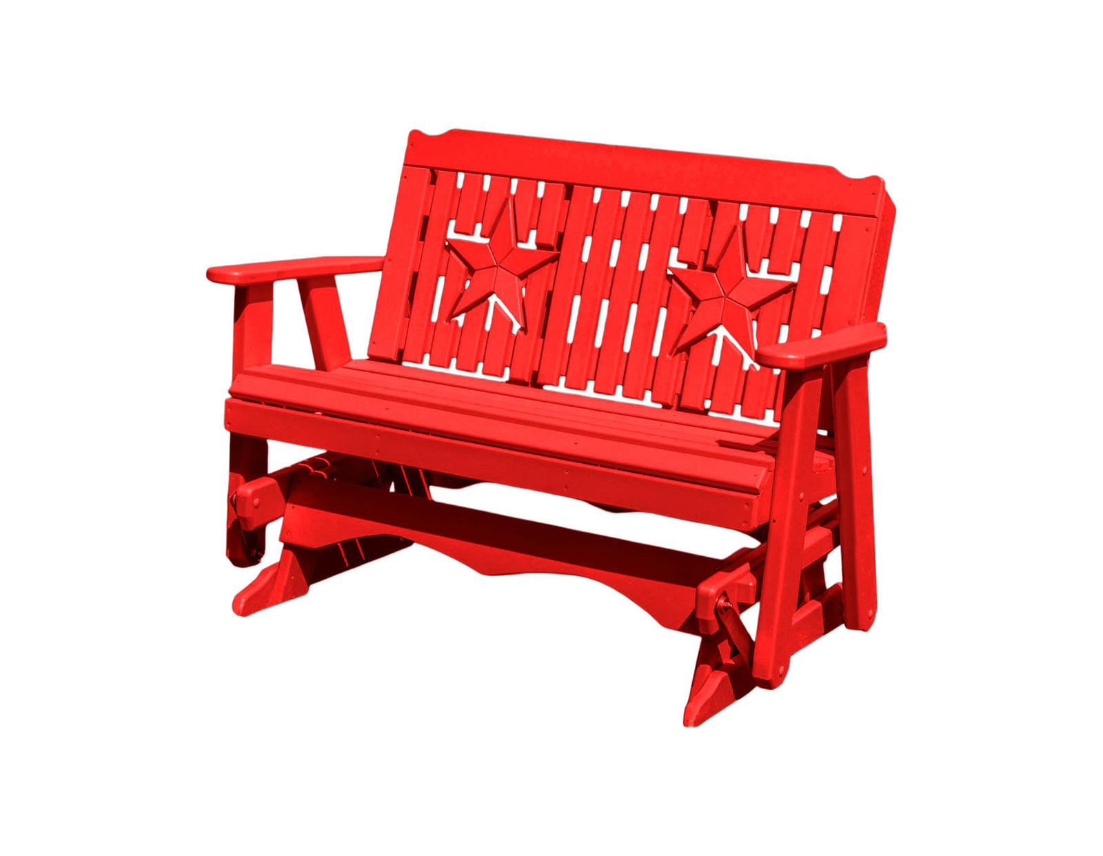 Amish Made Star Series Poly Plastic Lumber Wood Glider Premium Colors Made in USA HDPE with No wood fibers Memorial Patio Porch Park Church Glider Signature design 1000 lbs Limit