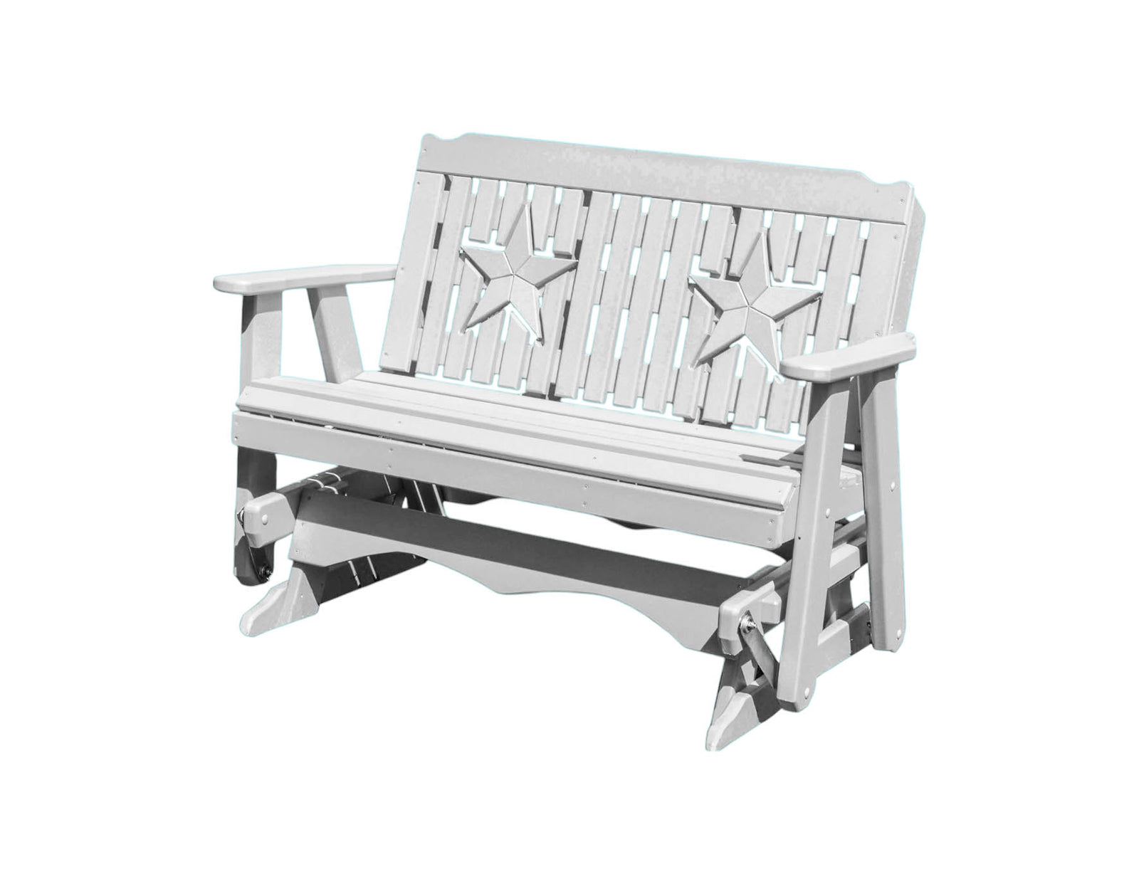 Amish Made Star Series Poly Plastic Lumber Wood Glider Premium Colors Made in USA HDPE with No wood fibers Memorial Patio Porch Park Church Glider Signature design 1000 lbs Limit