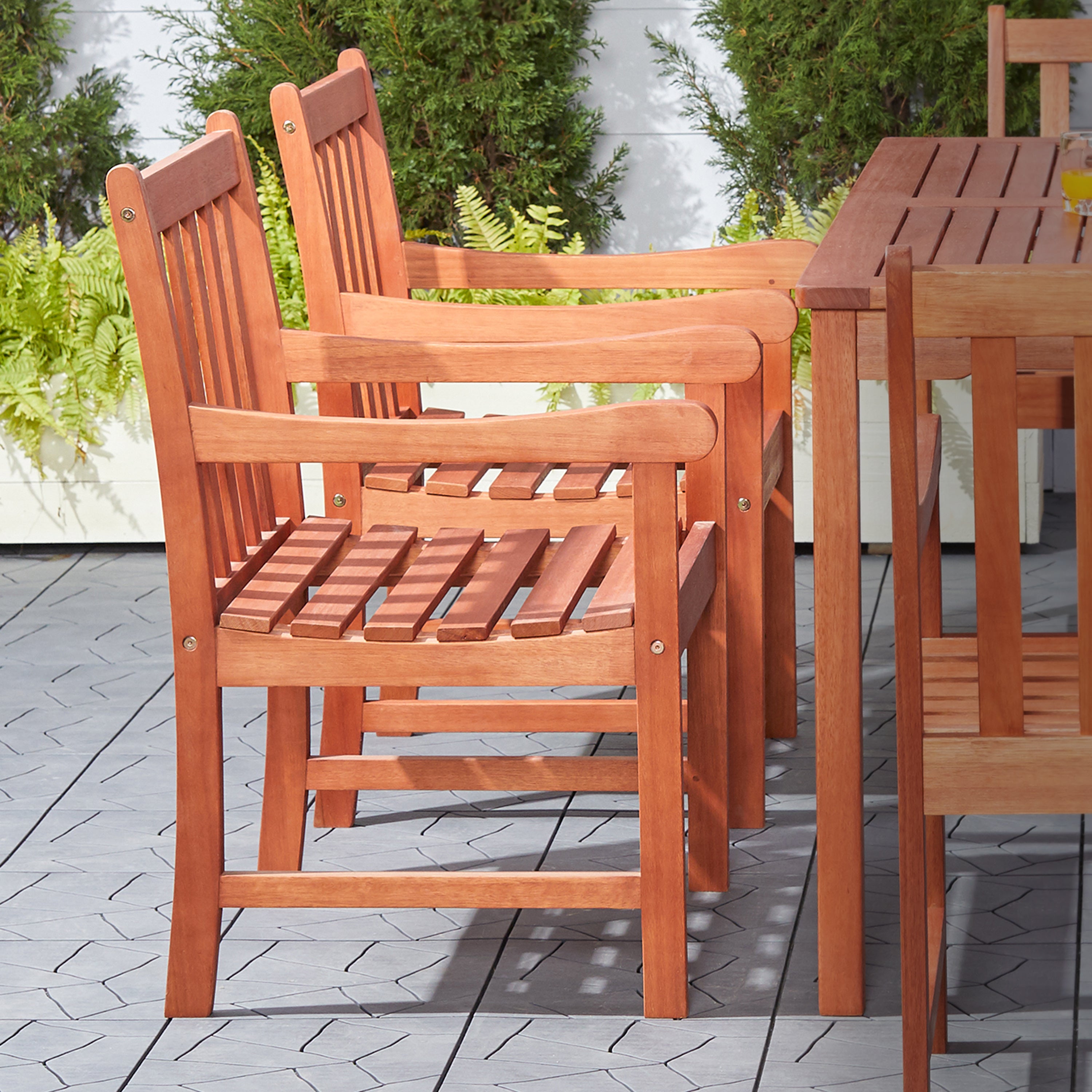 Aina Tropical Reddish Brown Wood Patio Armchair