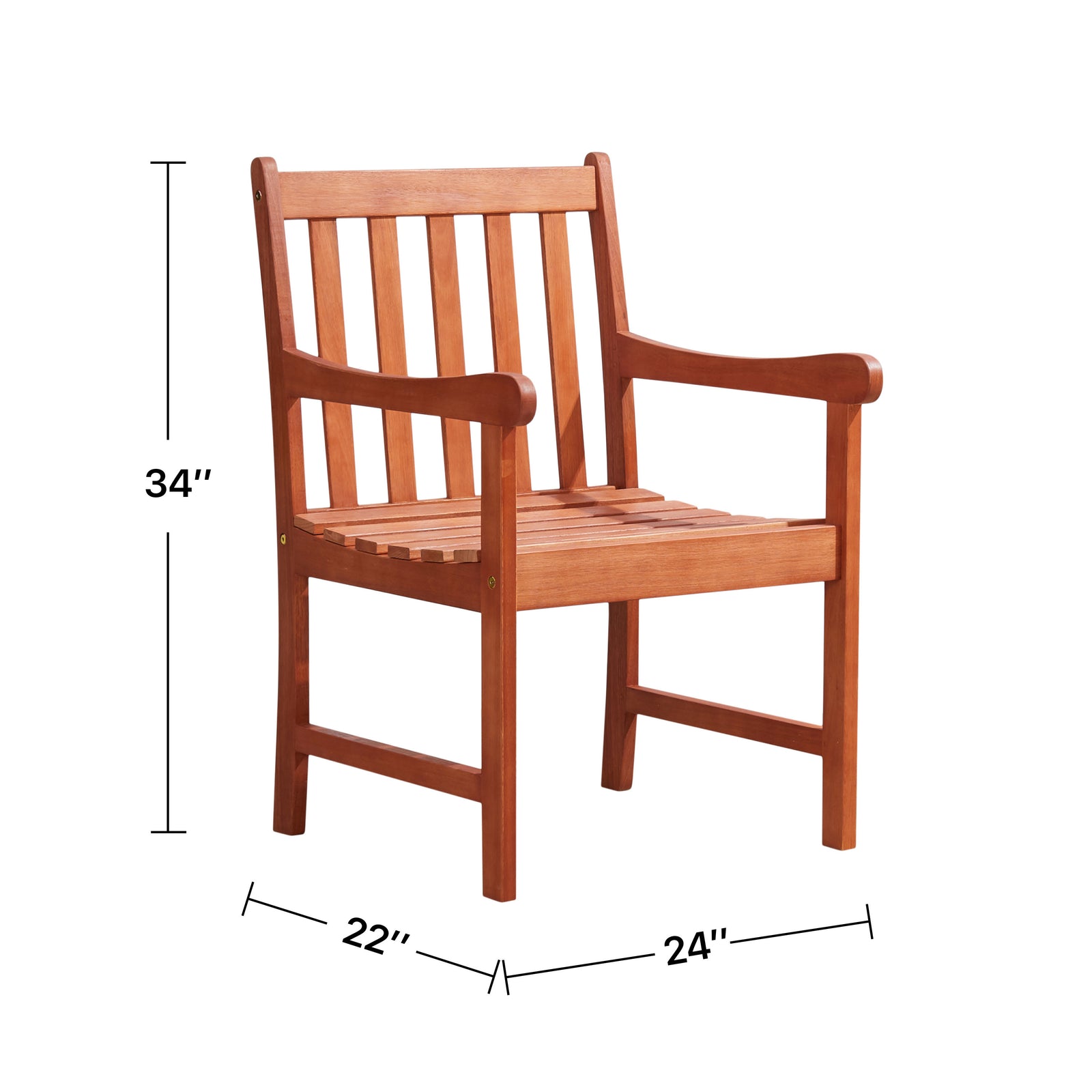 Aina Tropical Reddish Brown Wood Patio Armchair