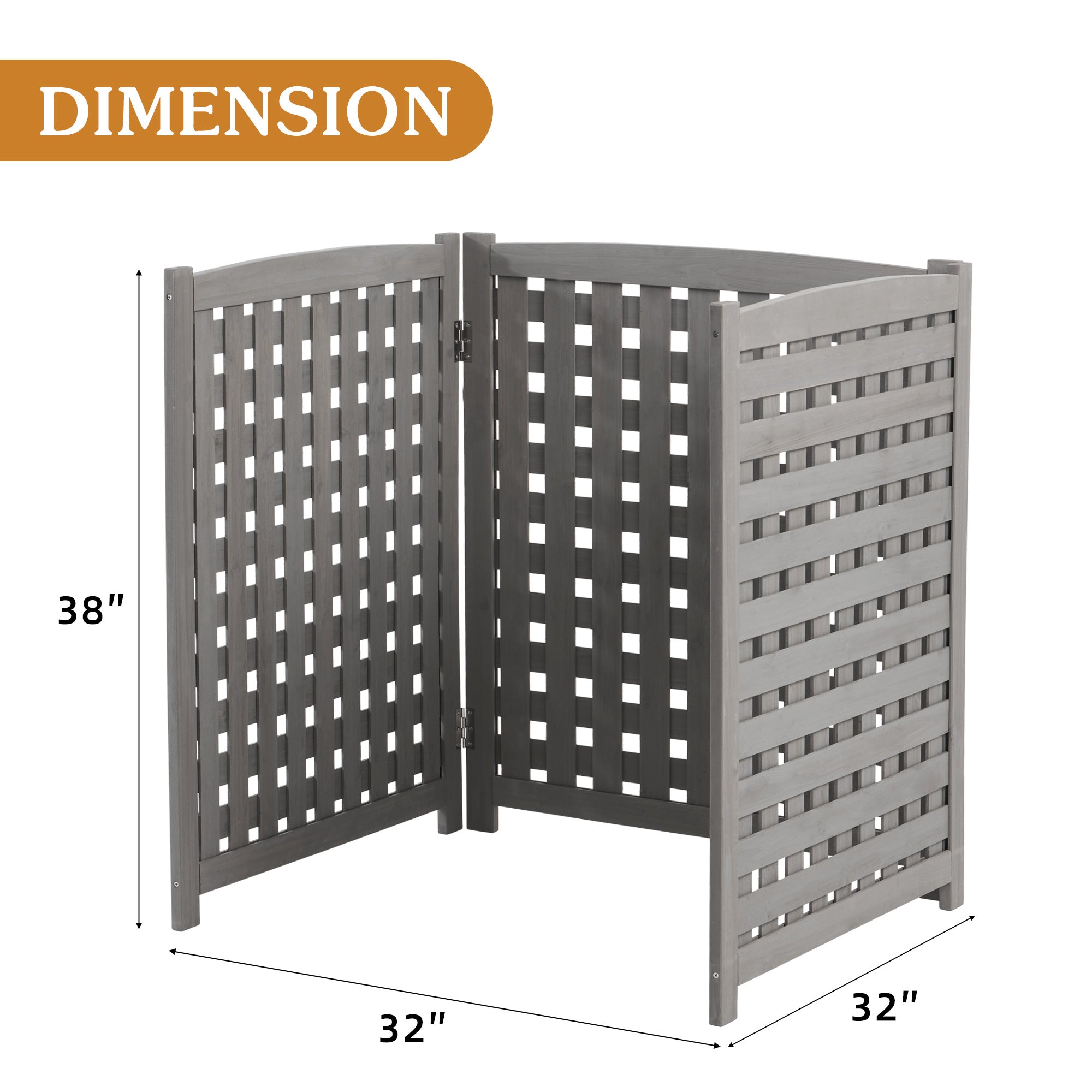 Air Conditioner Fence Screen Outside, Cedar Privacy Fence 3 Panels to Hide AC & Trash Enclosure, 32"W x 38"H