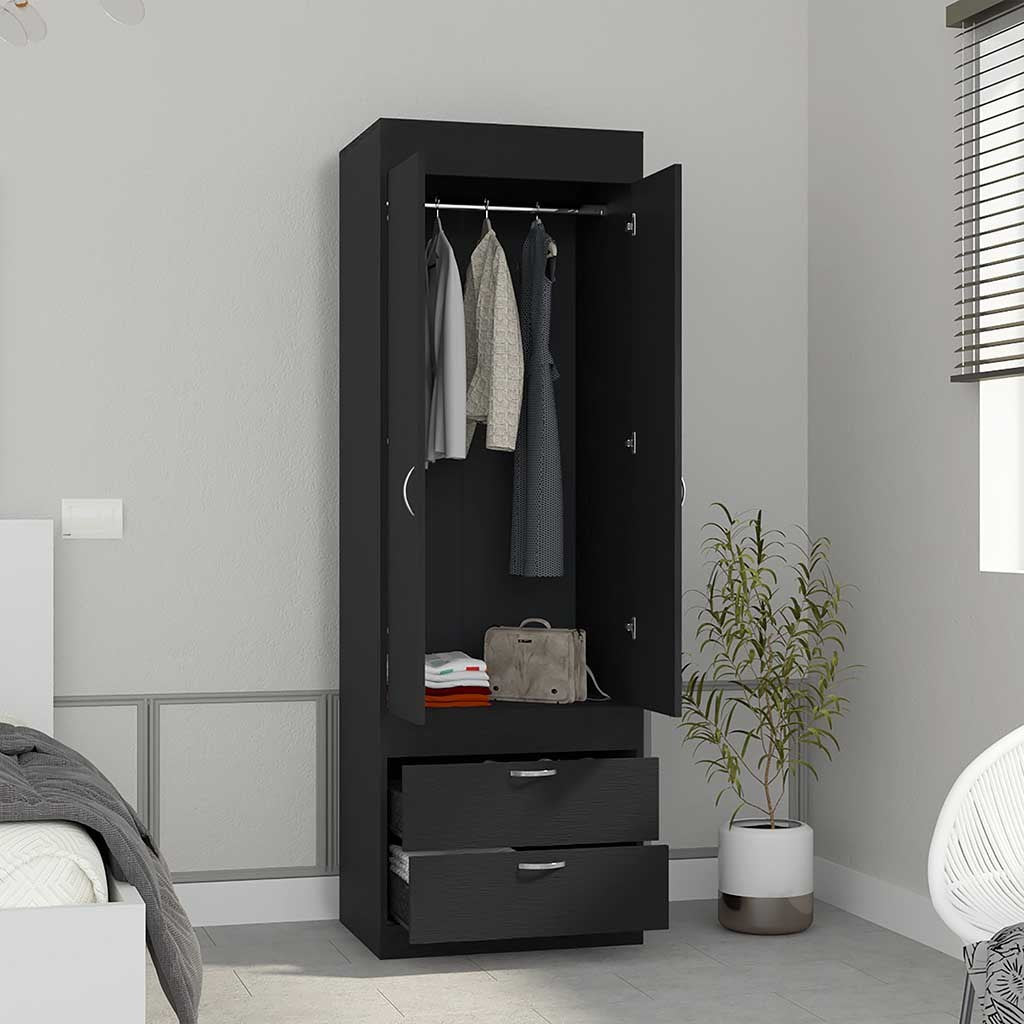 Armoire Tarento, Two Drawers, Black Wengue Finish